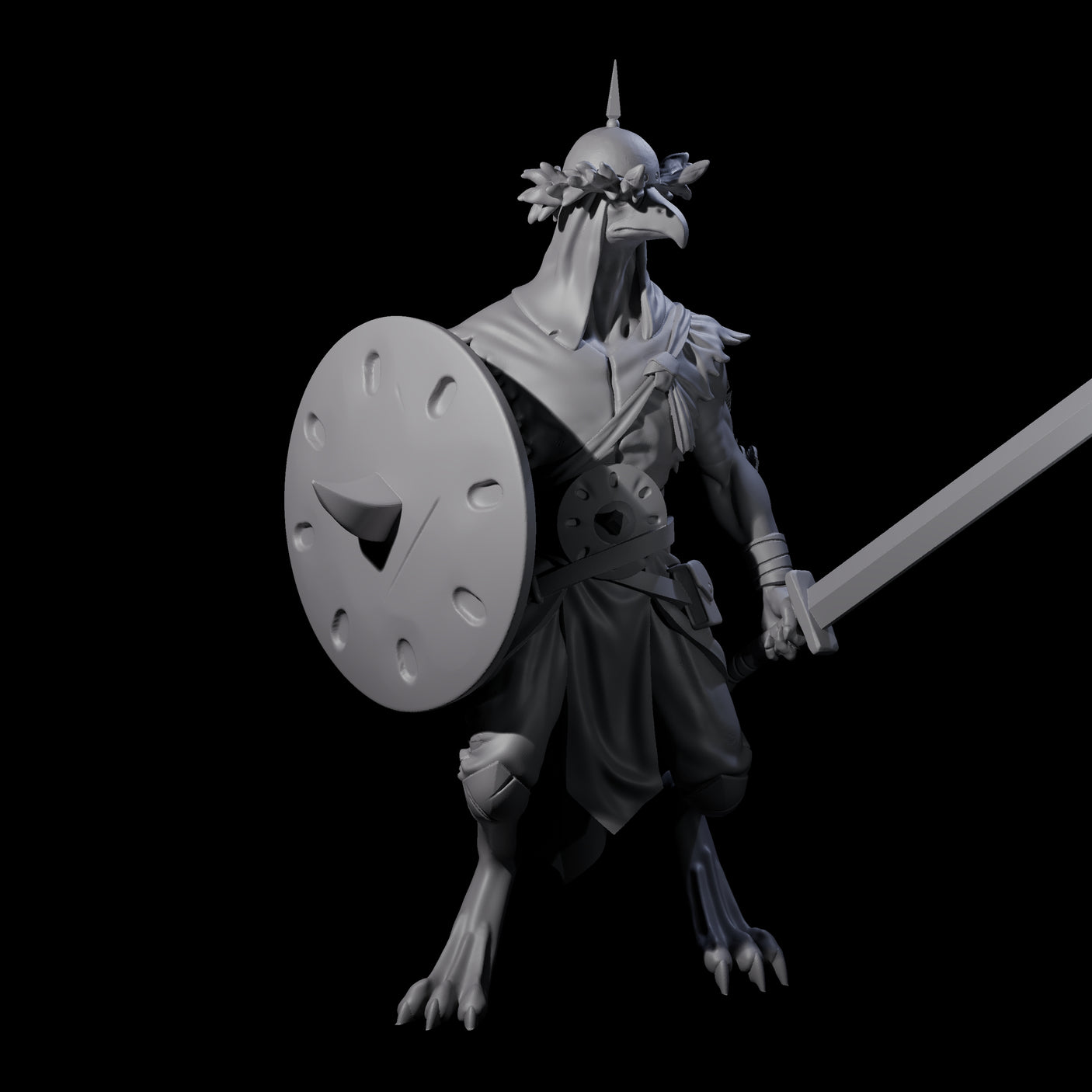 Armoured Kenku Barbarian Miniature for Dungeons and Dragons, Pathfinder or other TTRPGs