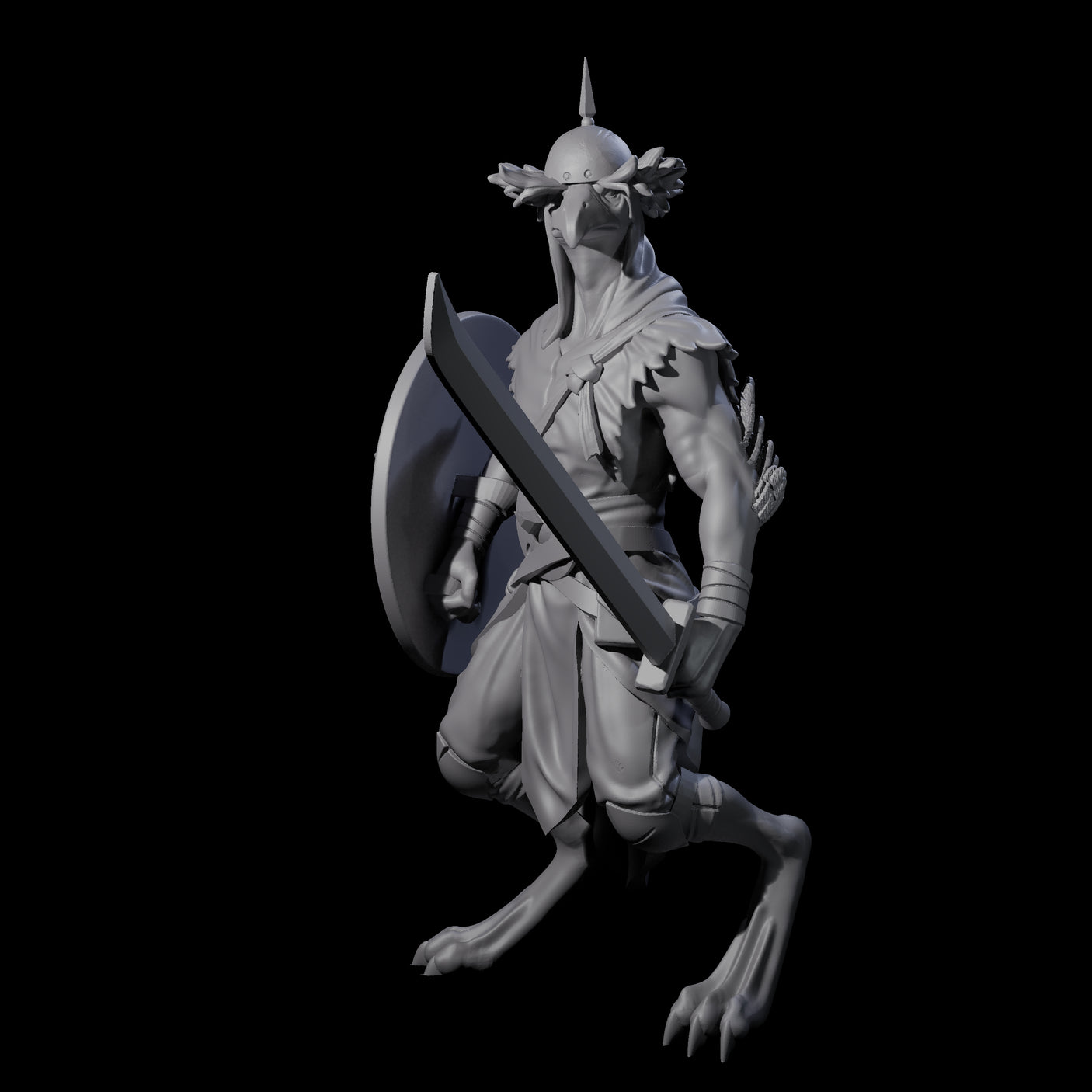 Armoured Kenku Barbarian Miniature for Dungeons and Dragons, Pathfinder or other TTRPGs