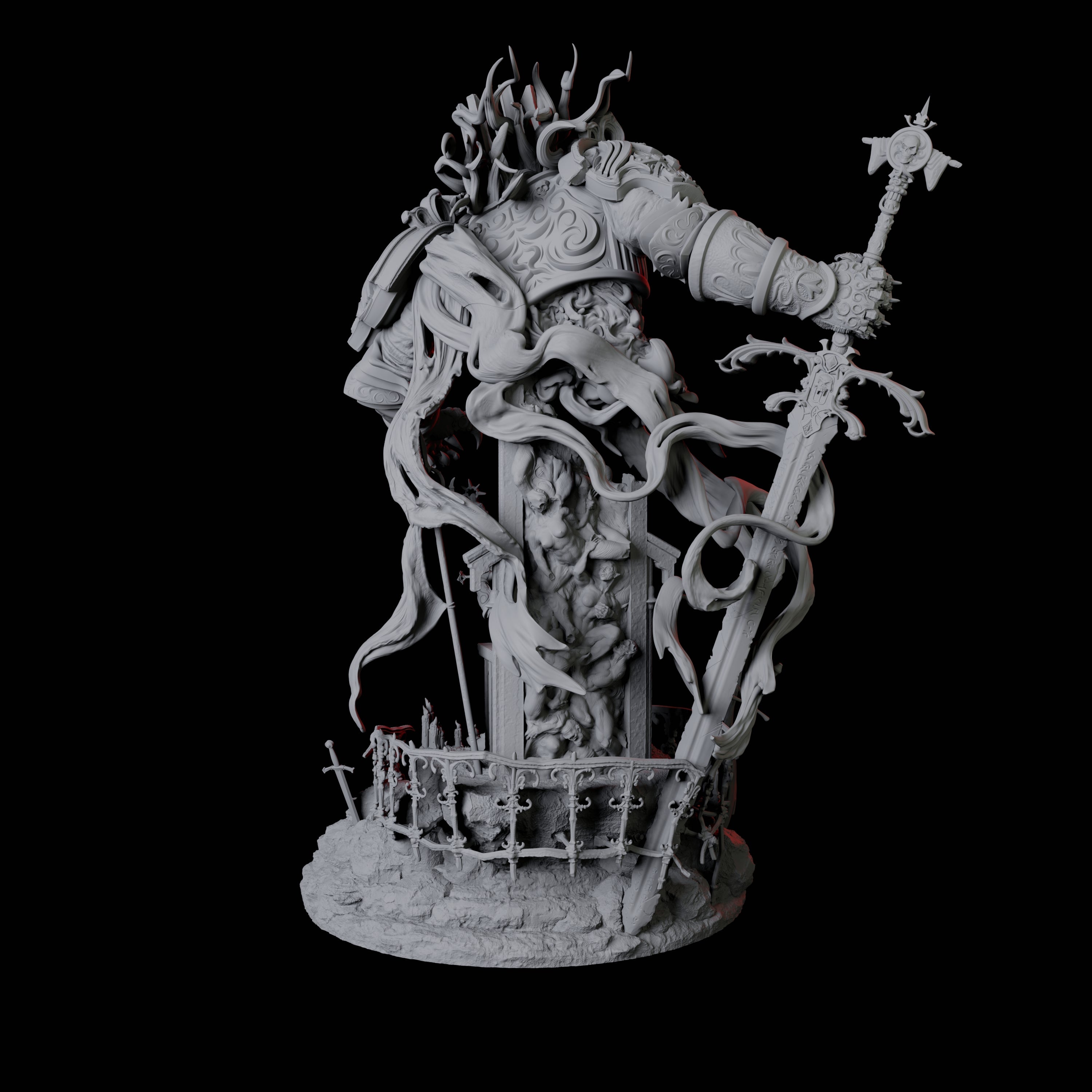 Armoured King on Throne with Lich Miniature for Dungeons and Dragons, Pathfinder or other TTRPGs