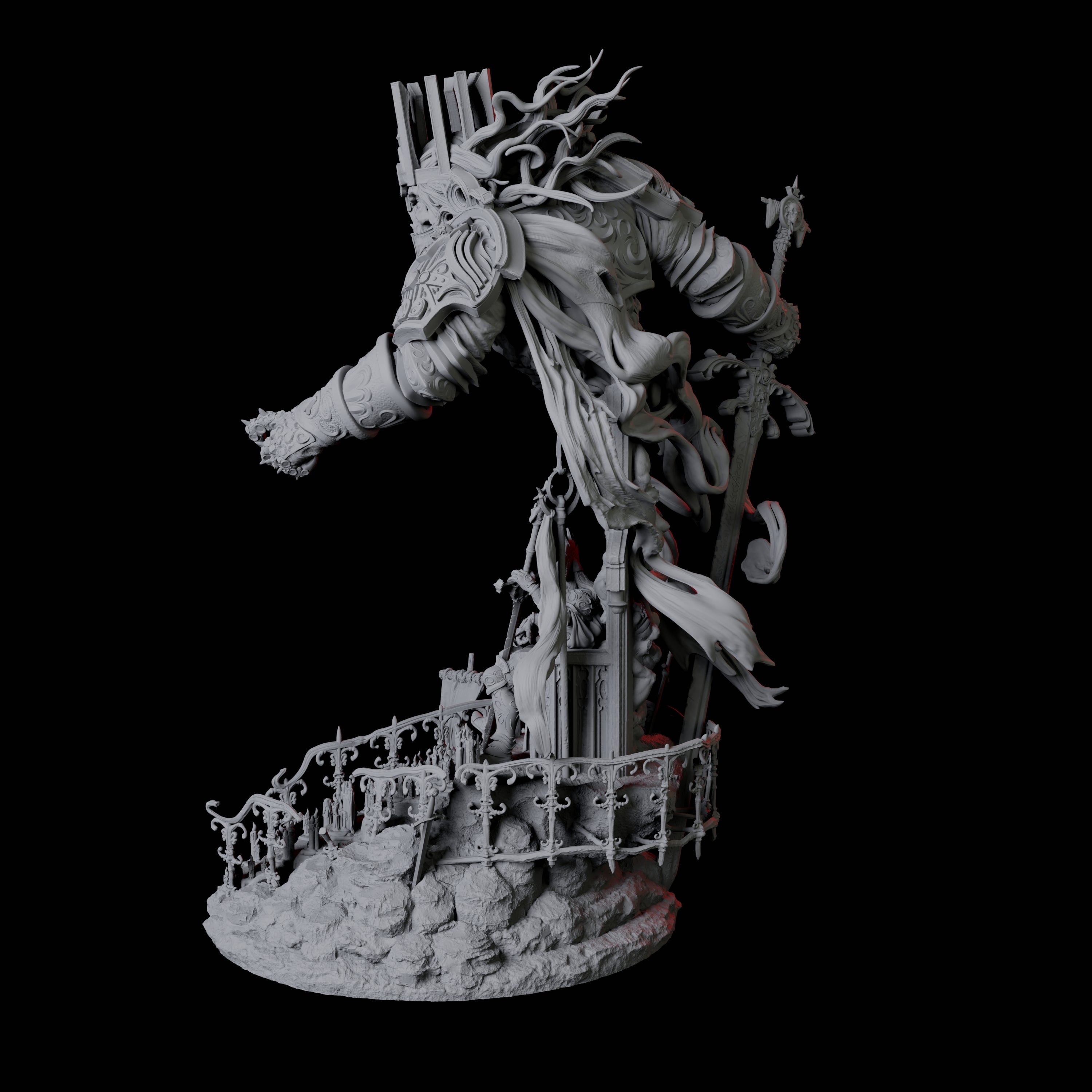 Armoured King on Throne with Lich Miniature for Dungeons and Dragons, Pathfinder or other TTRPGs