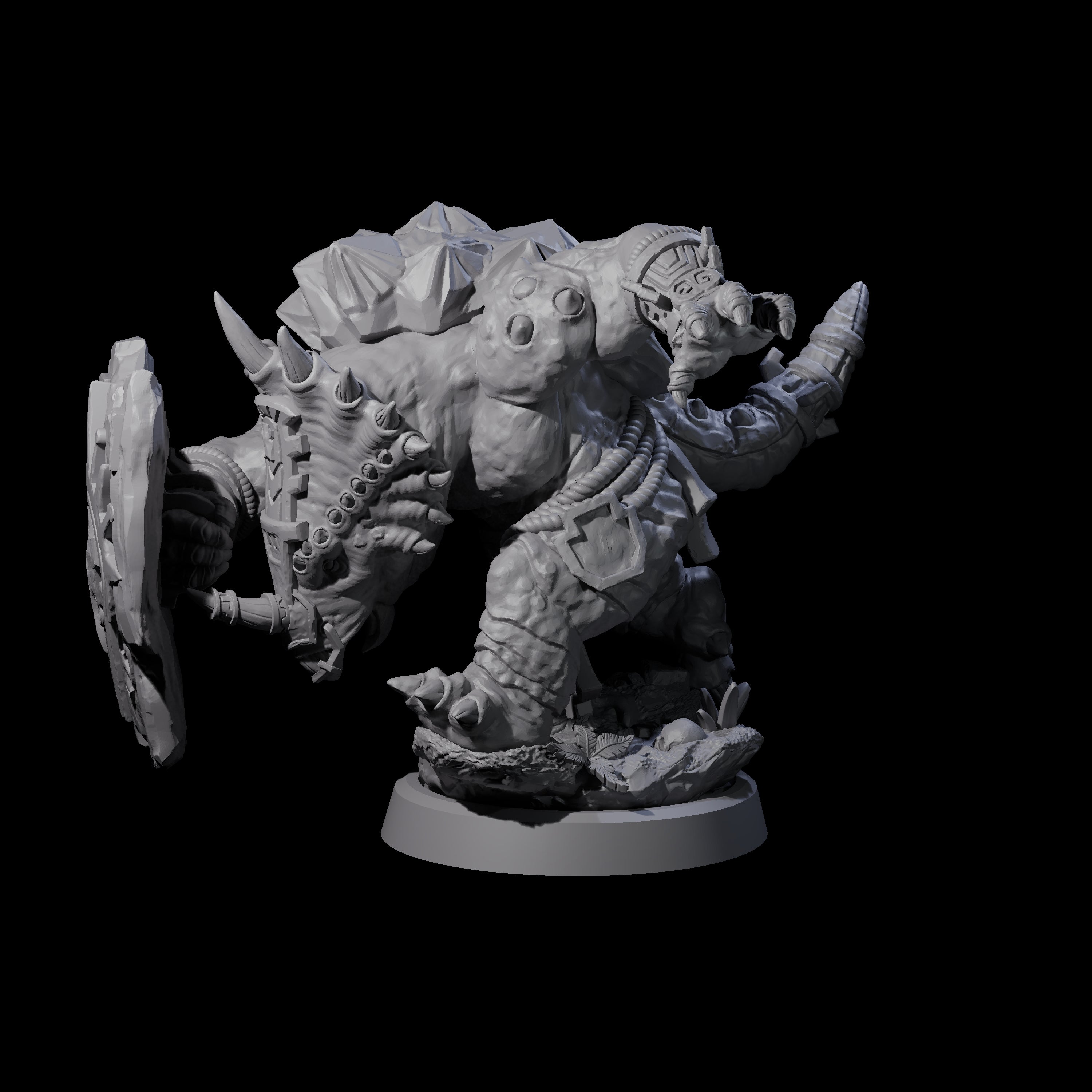 Armoured Triceratops Shield Fighter A Miniature for Dungeons and Dragons, Pathfinder or other TTRPGs