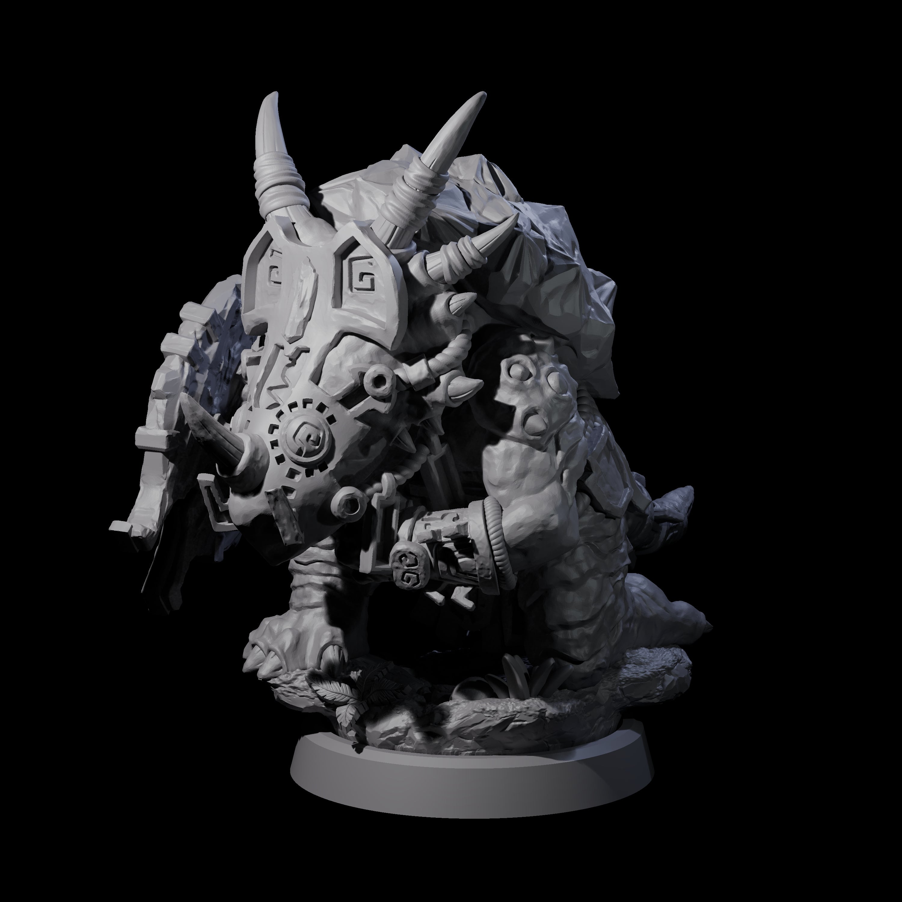 Armoured Triceratops Shield Fighter B Miniature for Dungeons and Dragons, Pathfinder or other TTRPGs