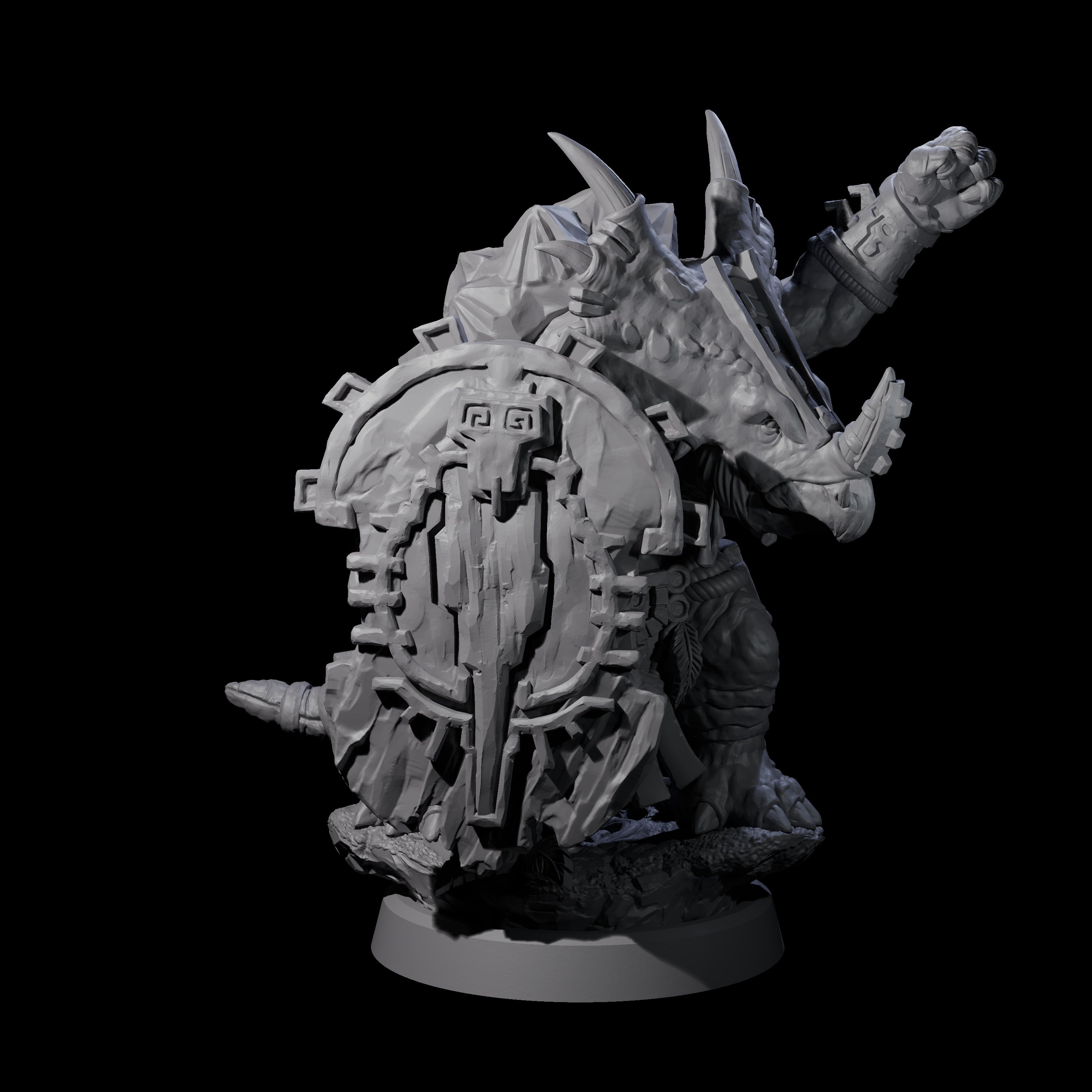 Armoured Triceratops Shield Fighter C Miniature for Dungeons and Dragons, Pathfinder or other TTRPGs