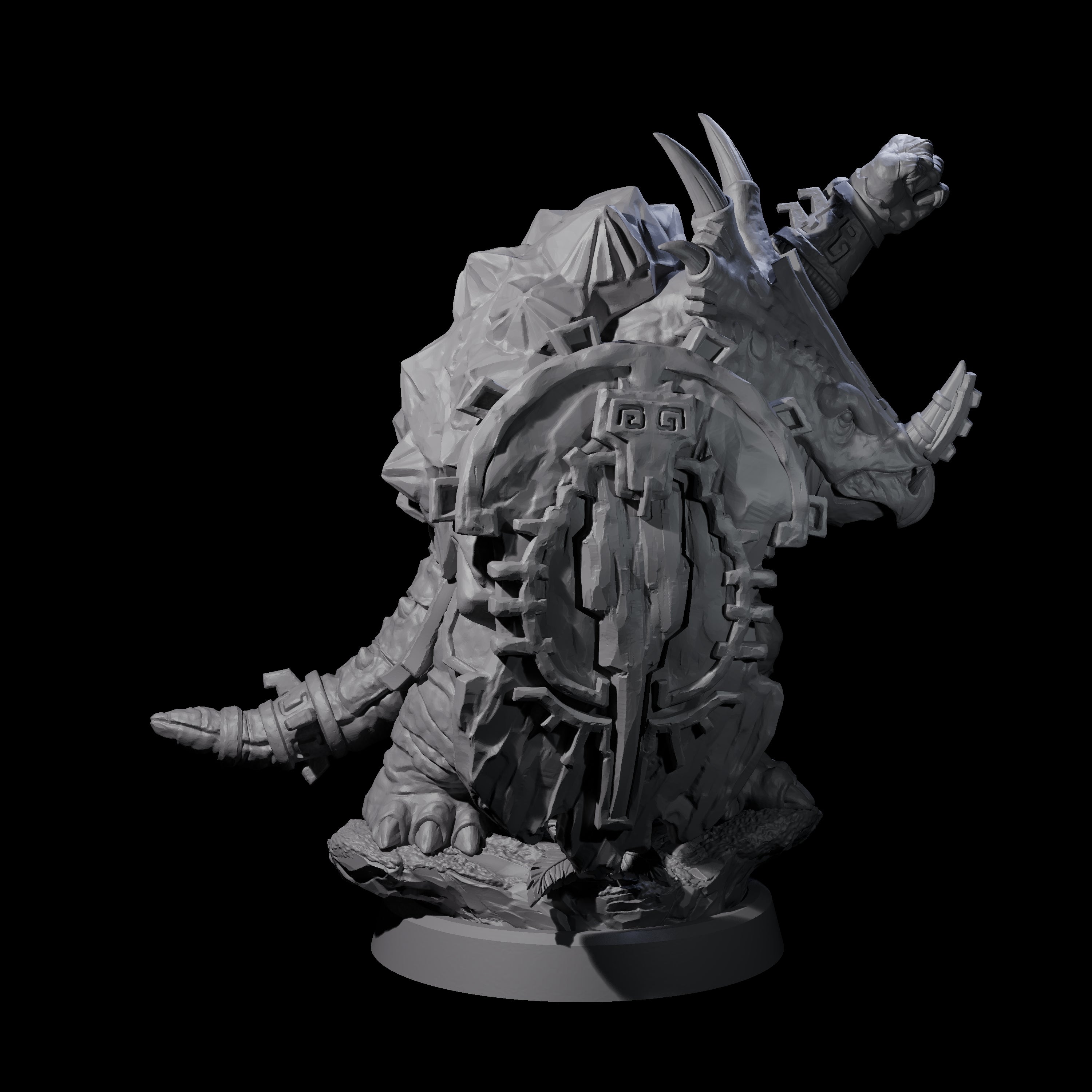 Armoured Triceratops Shield Fighter C Miniature for Dungeons and Dragons, Pathfinder or other TTRPGs