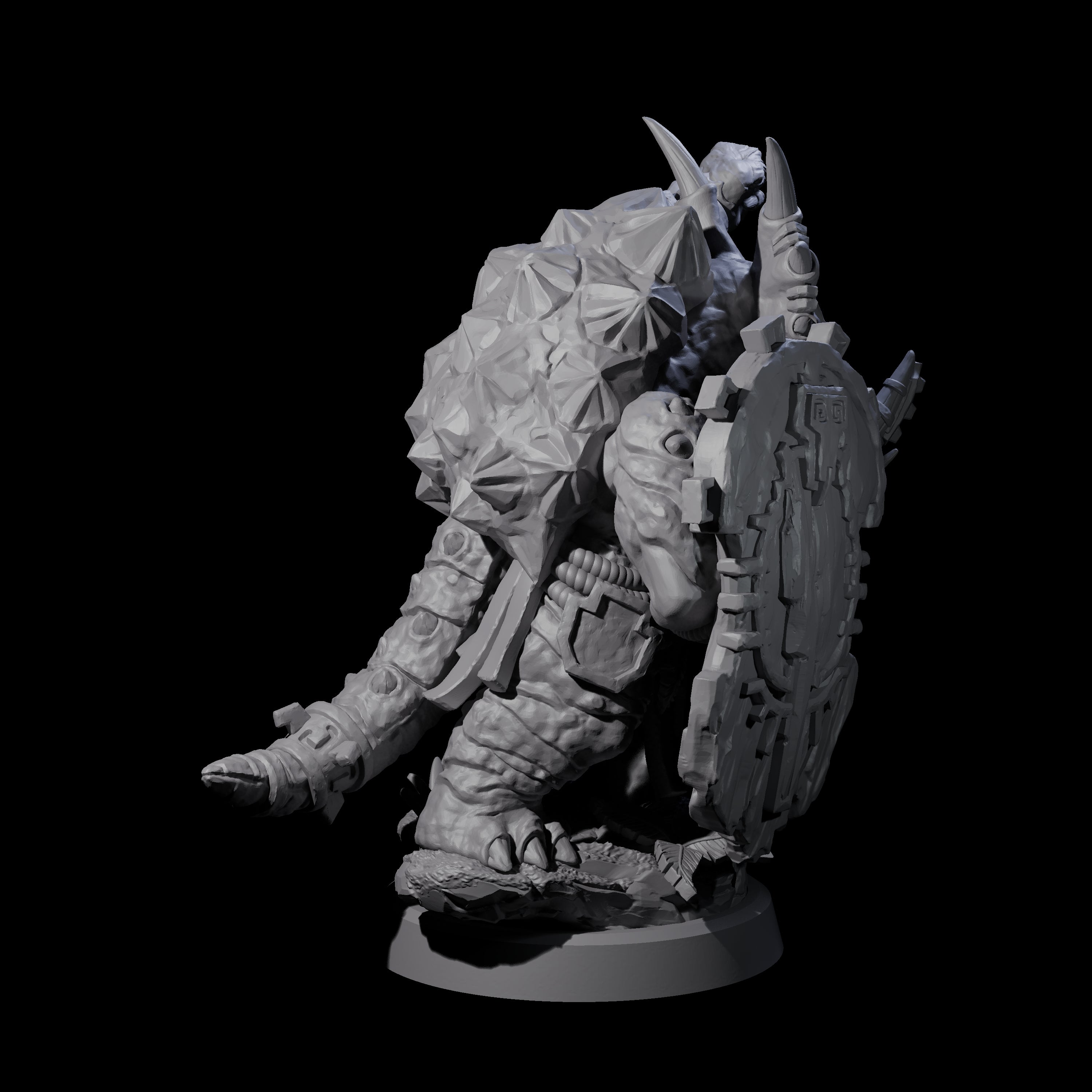 Armoured Triceratops Shield Fighter C Miniature for Dungeons and Dragons, Pathfinder or other TTRPGs