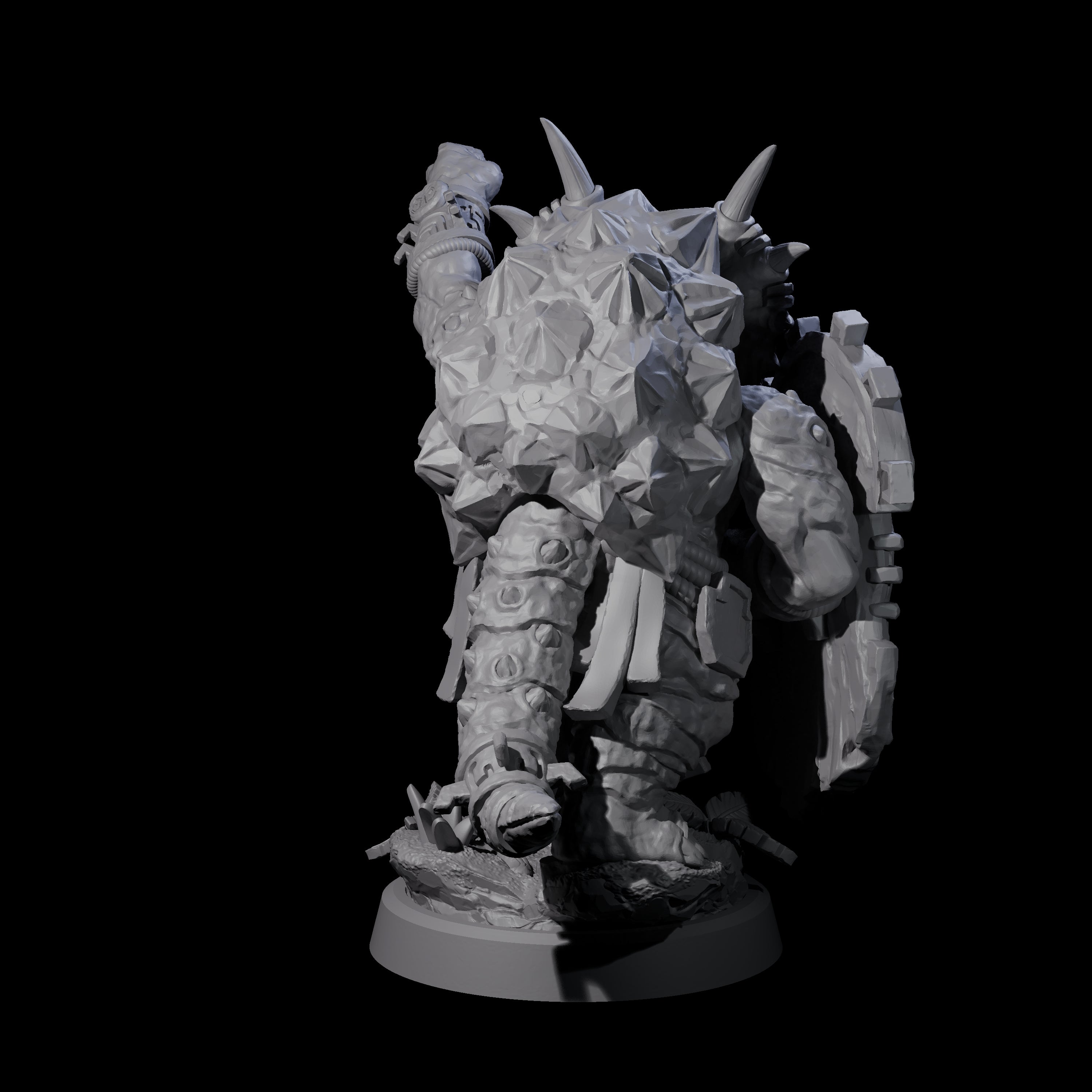Armoured Triceratops Shield Fighter C Miniature for Dungeons and Dragons, Pathfinder or other TTRPGs