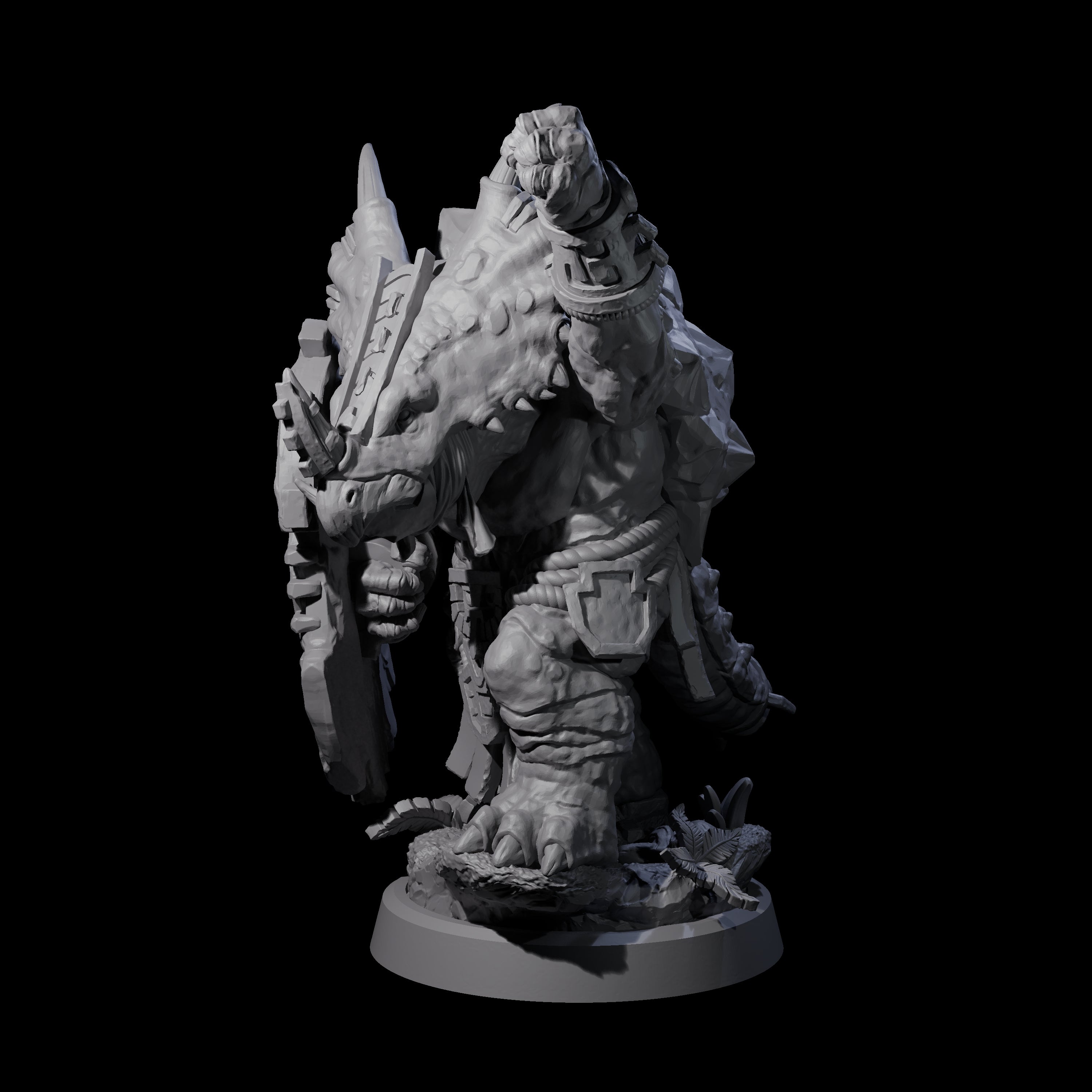 Armoured Triceratops Shield Fighter C Miniature for Dungeons and Dragons, Pathfinder or other TTRPGs