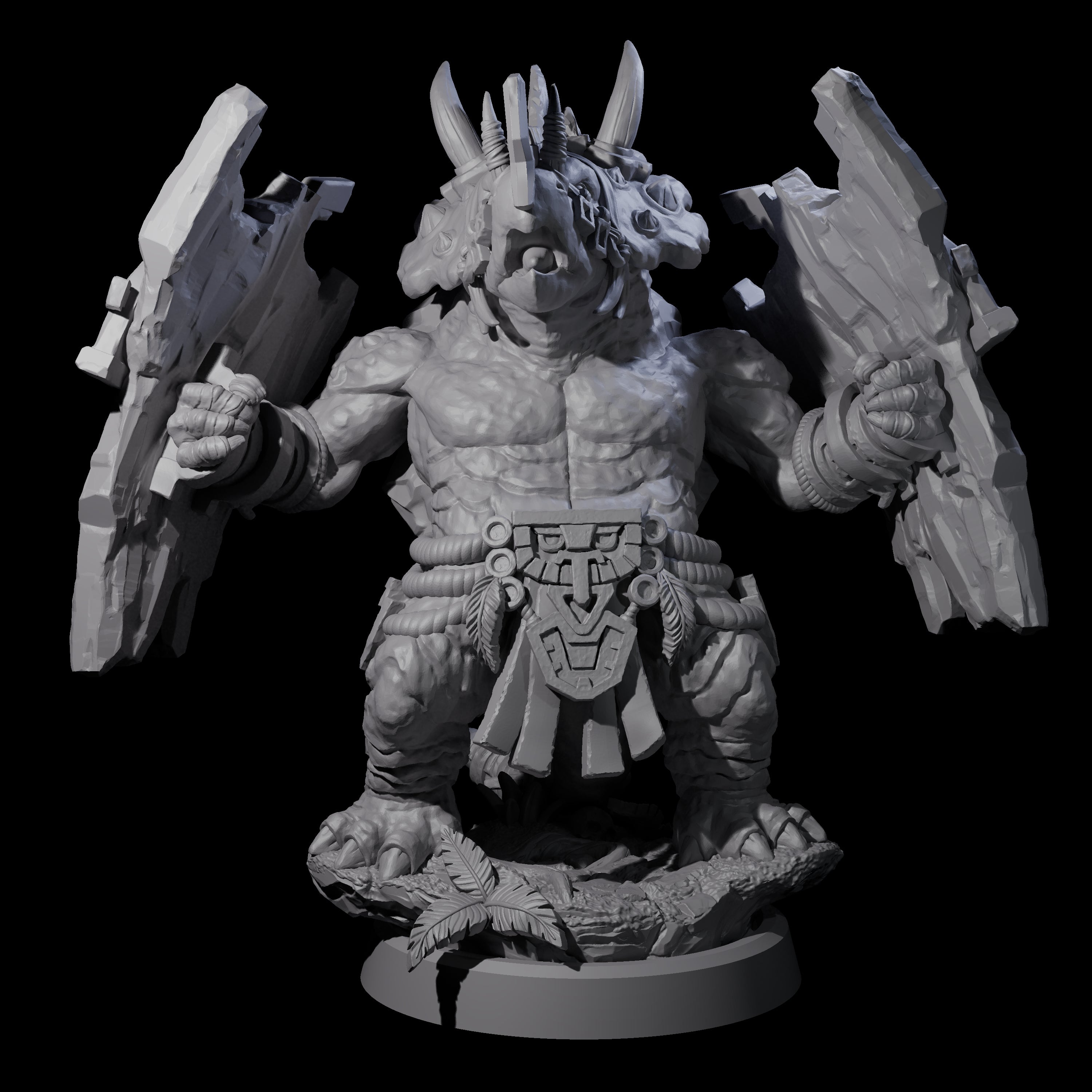 Armoured Triceratops Shield Fighter D Miniature for Dungeons and Dragons, Pathfinder or other TTRPGs