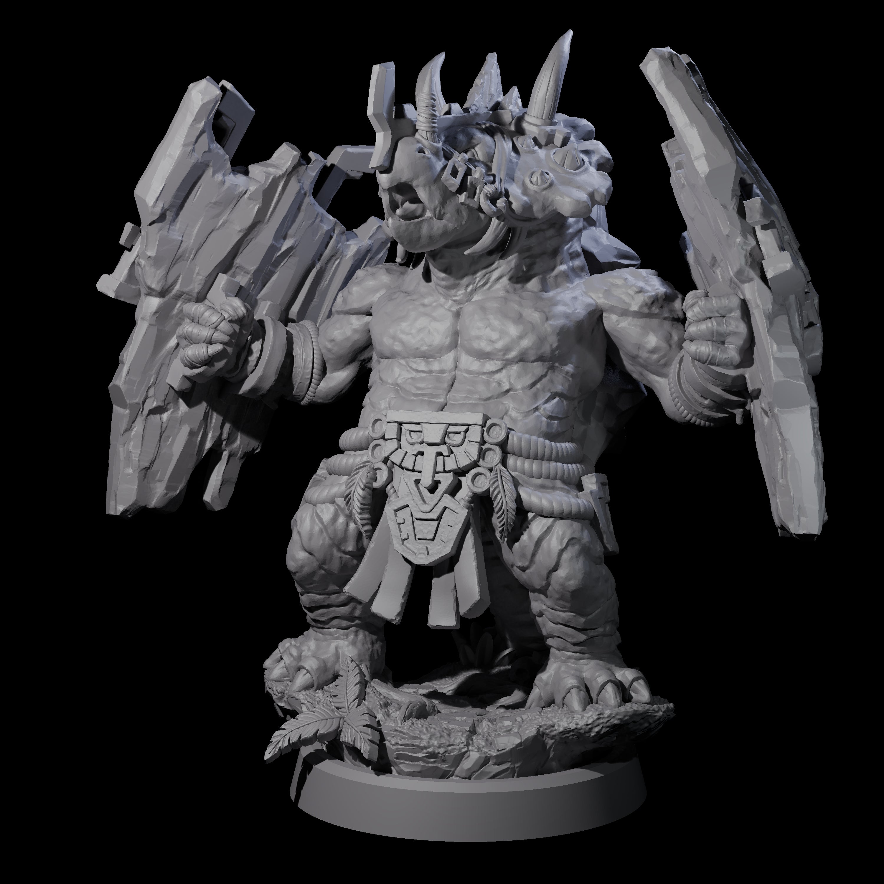 Armoured Triceratops Shield Fighter D Miniature for Dungeons and Dragons, Pathfinder or other TTRPGs