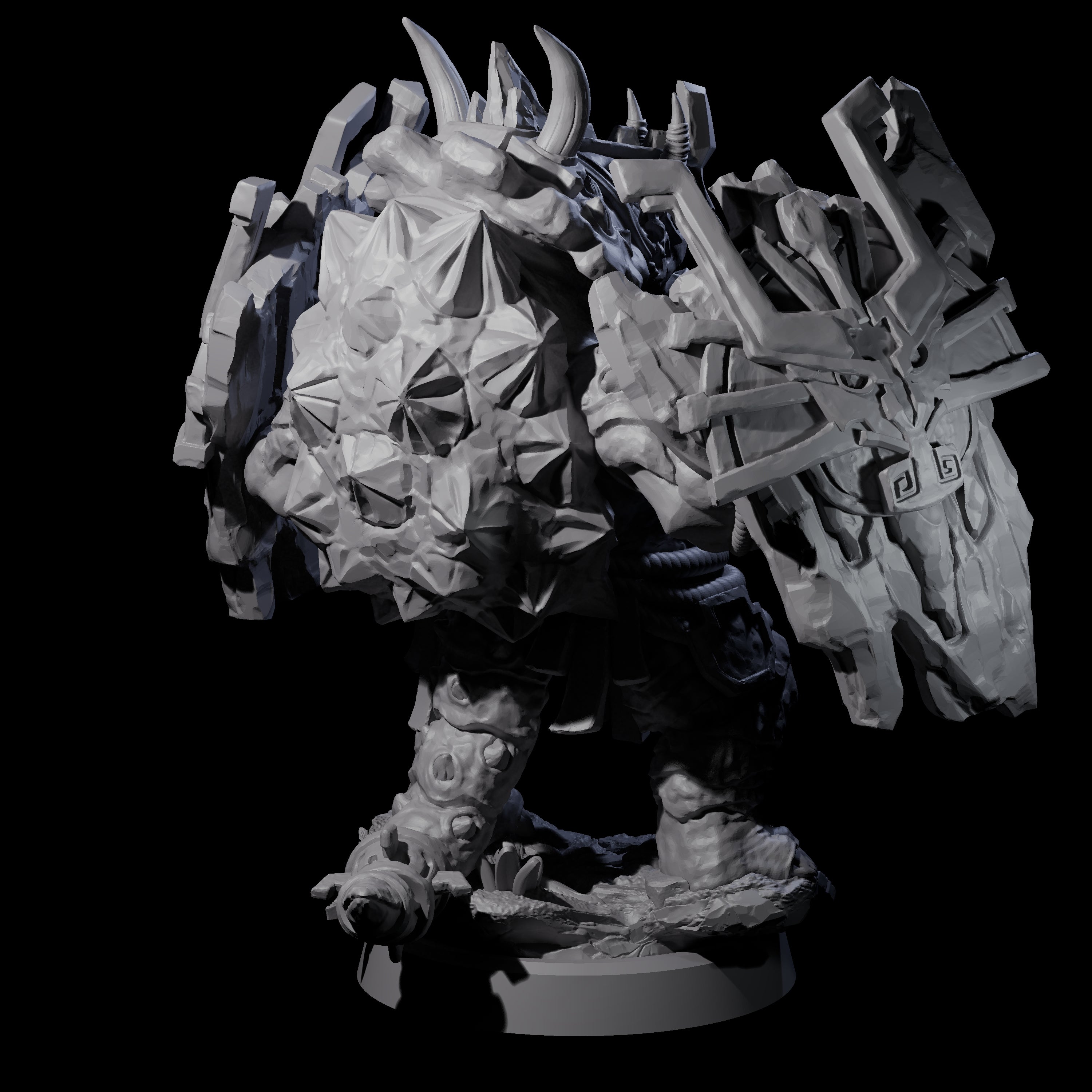 Armoured Triceratops Shield Fighter D Miniature for Dungeons and Dragons, Pathfinder or other TTRPGs