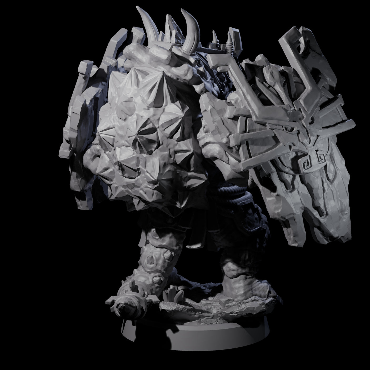 Armoured Triceratops Shield Fighter D Miniature for Dungeons and Dragons, Pathfinder or other TTRPGs