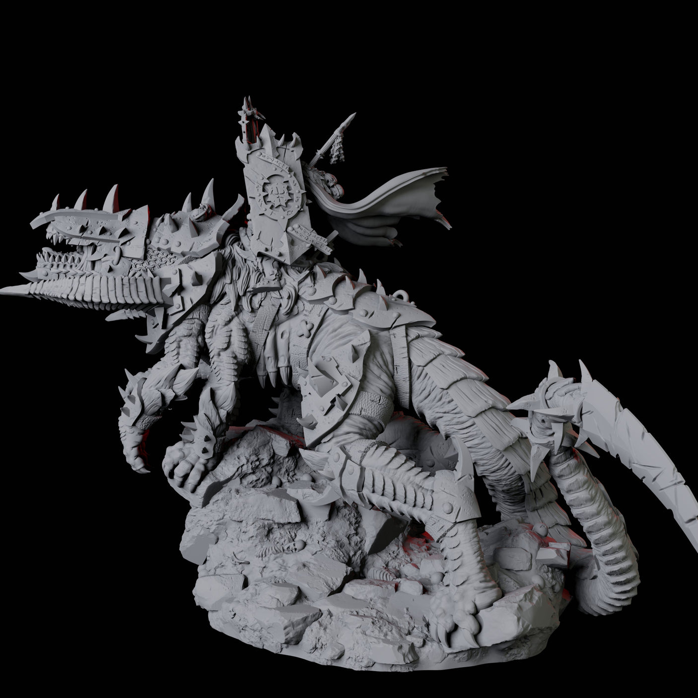 Armoured Warrior riding Udaak D Miniature for Dungeons and Dragons, Pathfinder or other TTRPGs
