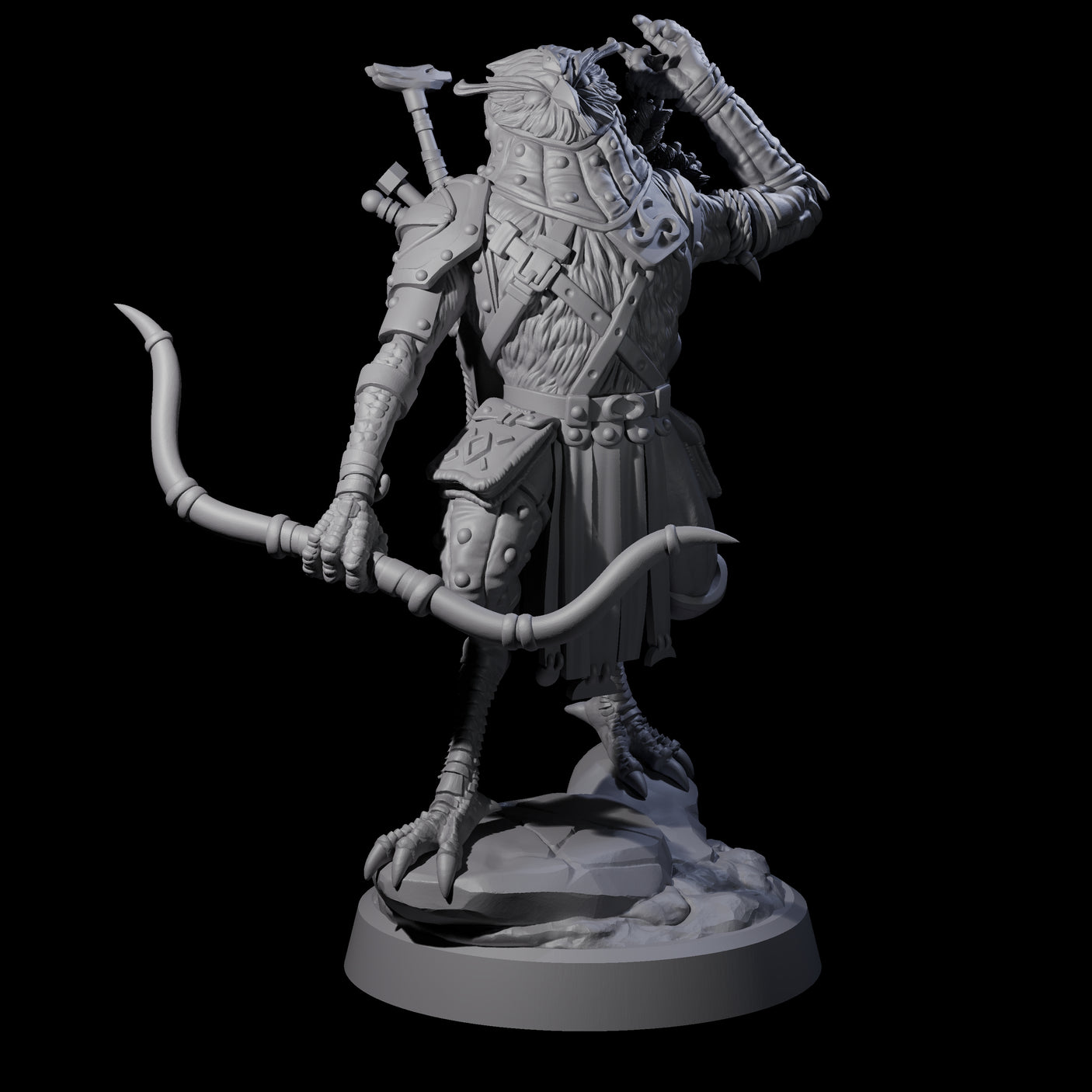 Arrow Pulling Owl Aarakocra Archer Miniature for Dungeons and Dragons, Pathfinder or other TTRPGs