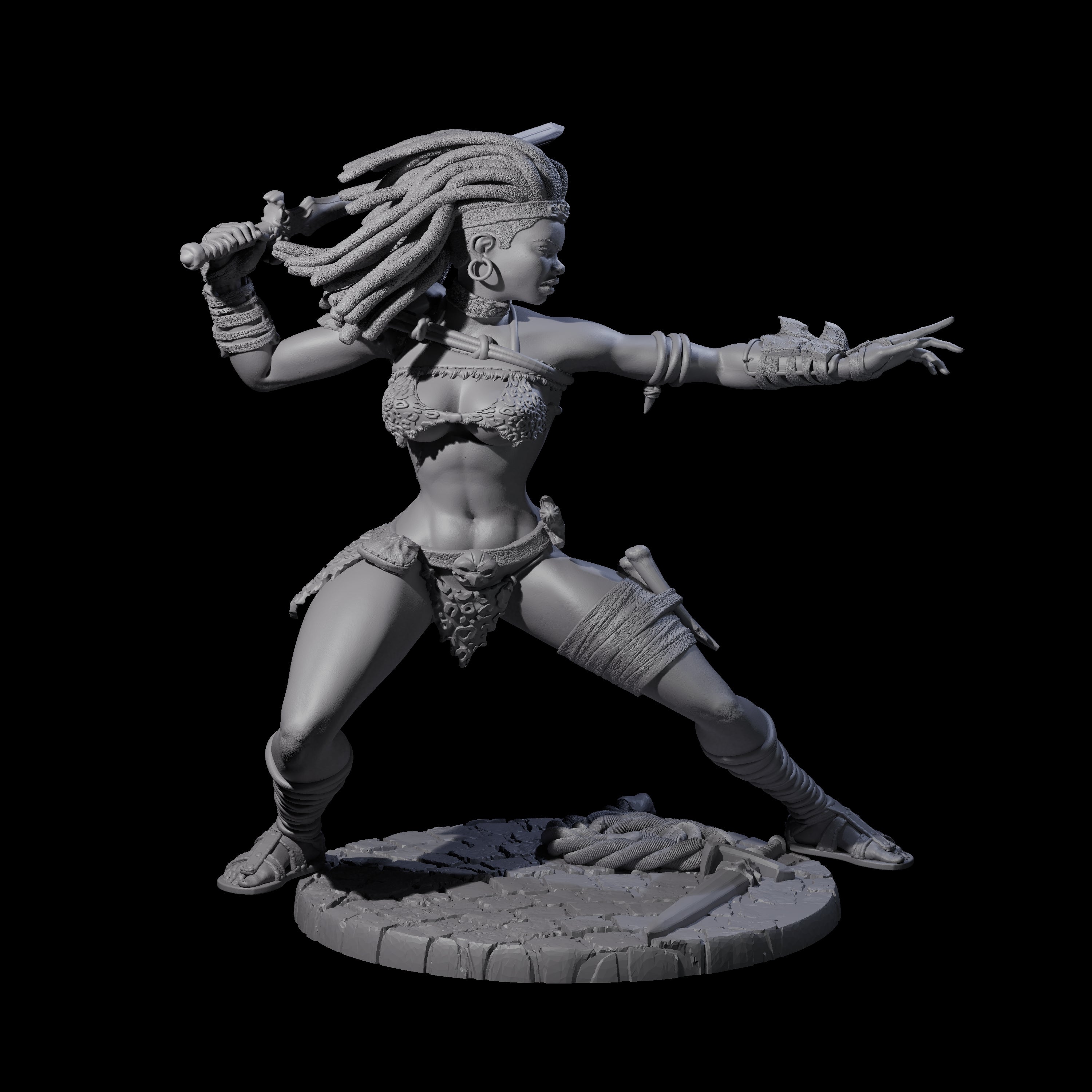 Ashara - Poised Human Barbarian Miniature for Dungeons and Dragons, Pathfinder or other TTRPGs