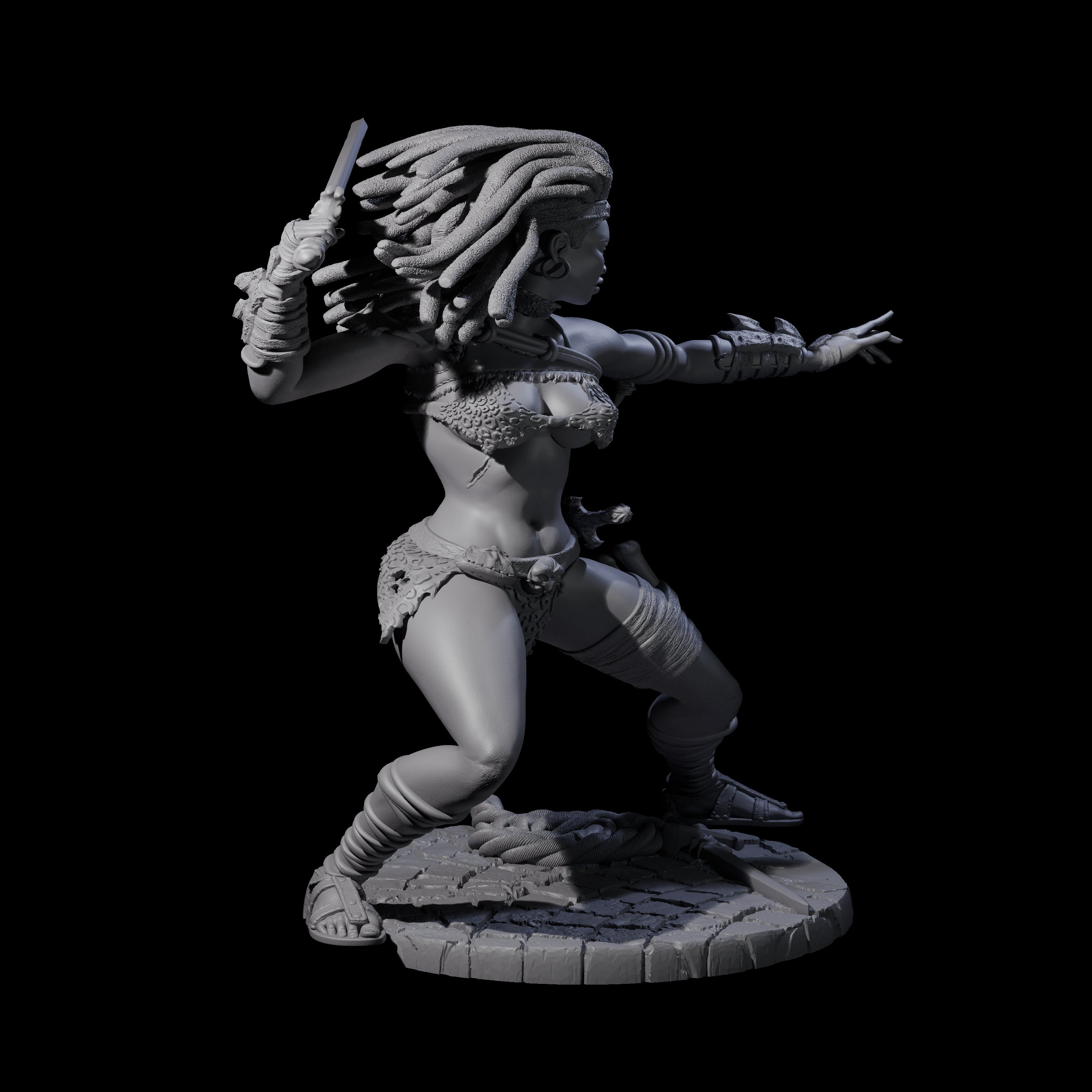 Ashara - Poised Human Barbarian Miniature for Dungeons and Dragons, Pathfinder or other TTRPGs