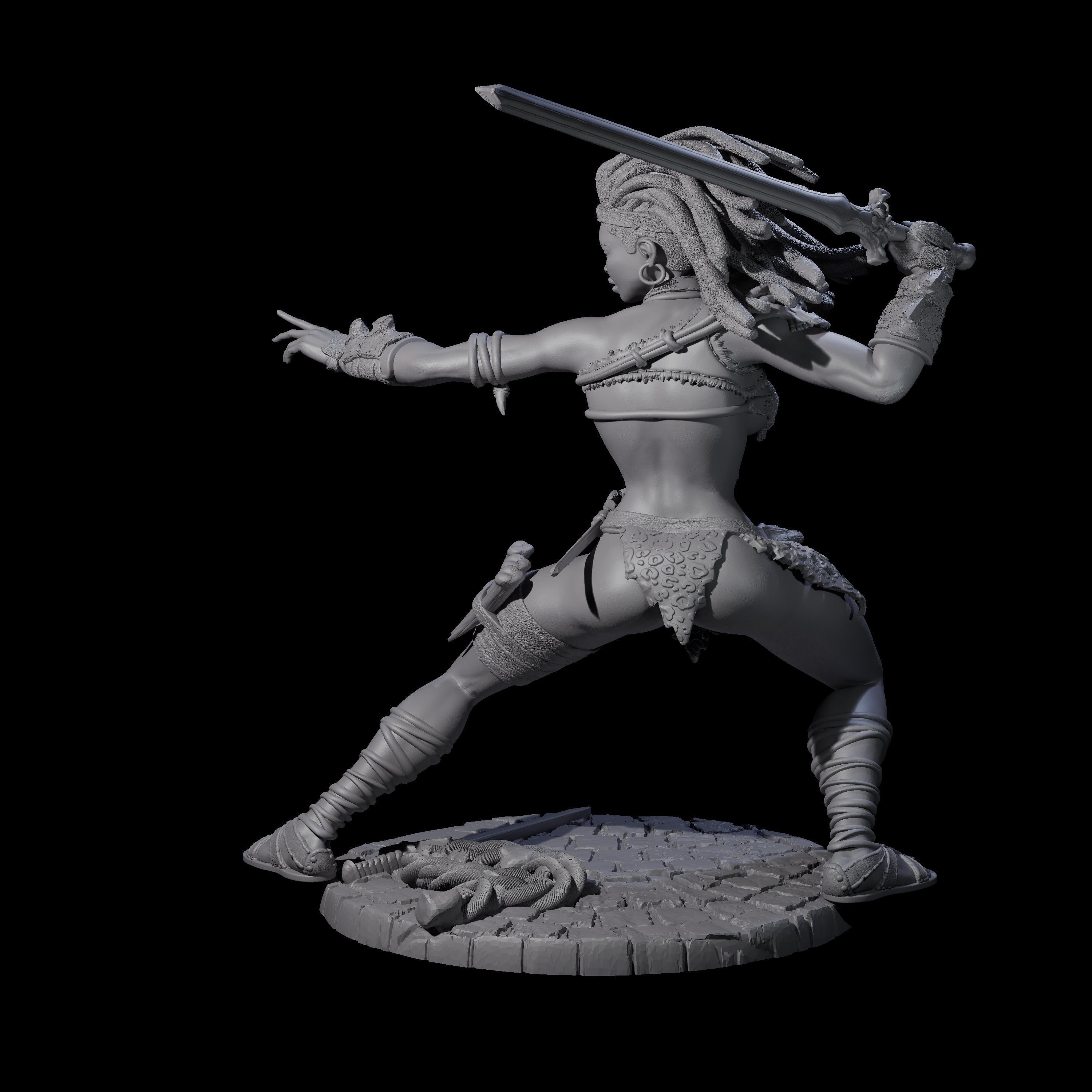 Ashara - Poised Human Barbarian Miniature for Dungeons and Dragons, Pathfinder or other TTRPGs