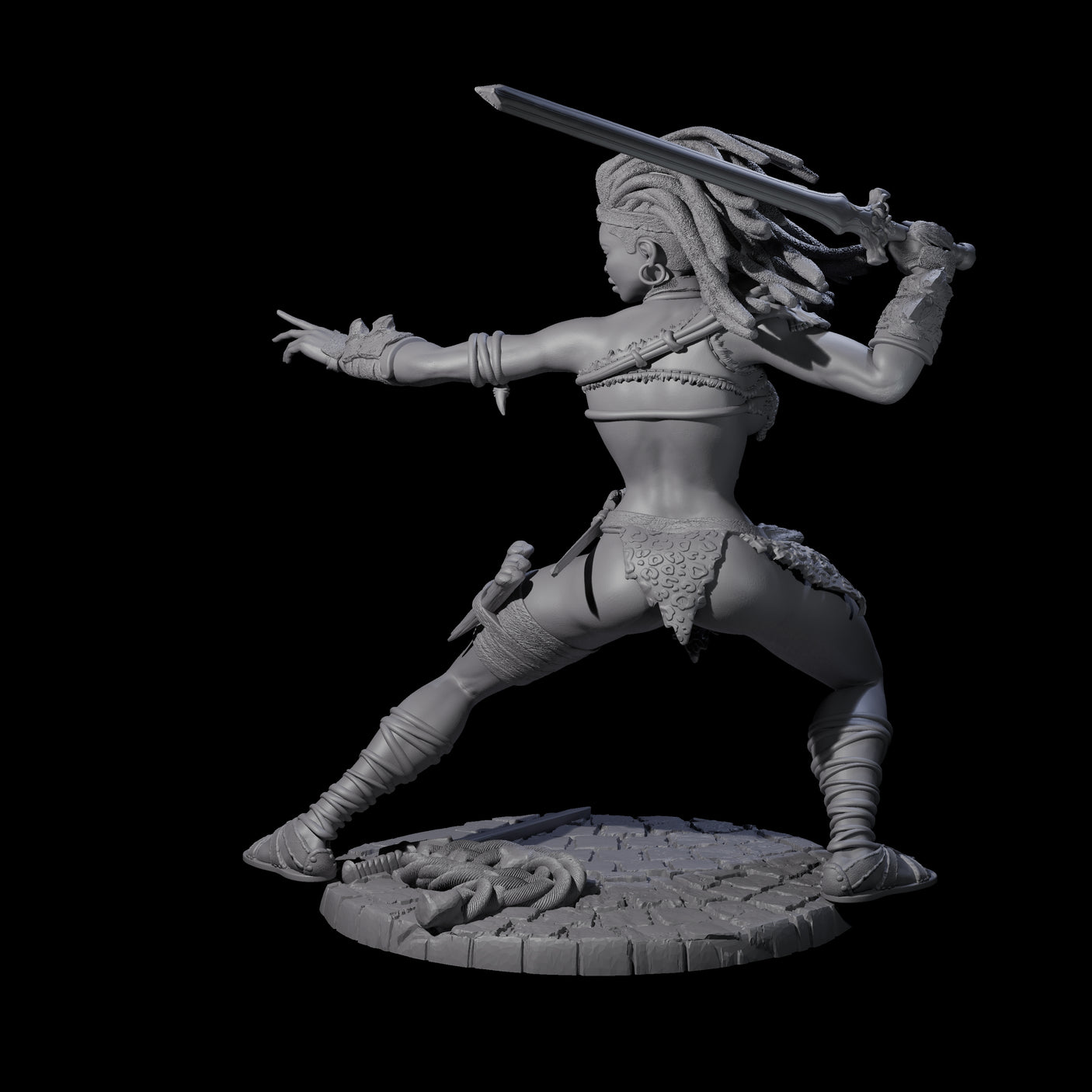Ashara - Poised Human Barbarian Miniature for Dungeons and Dragons, Pathfinder or other TTRPGs