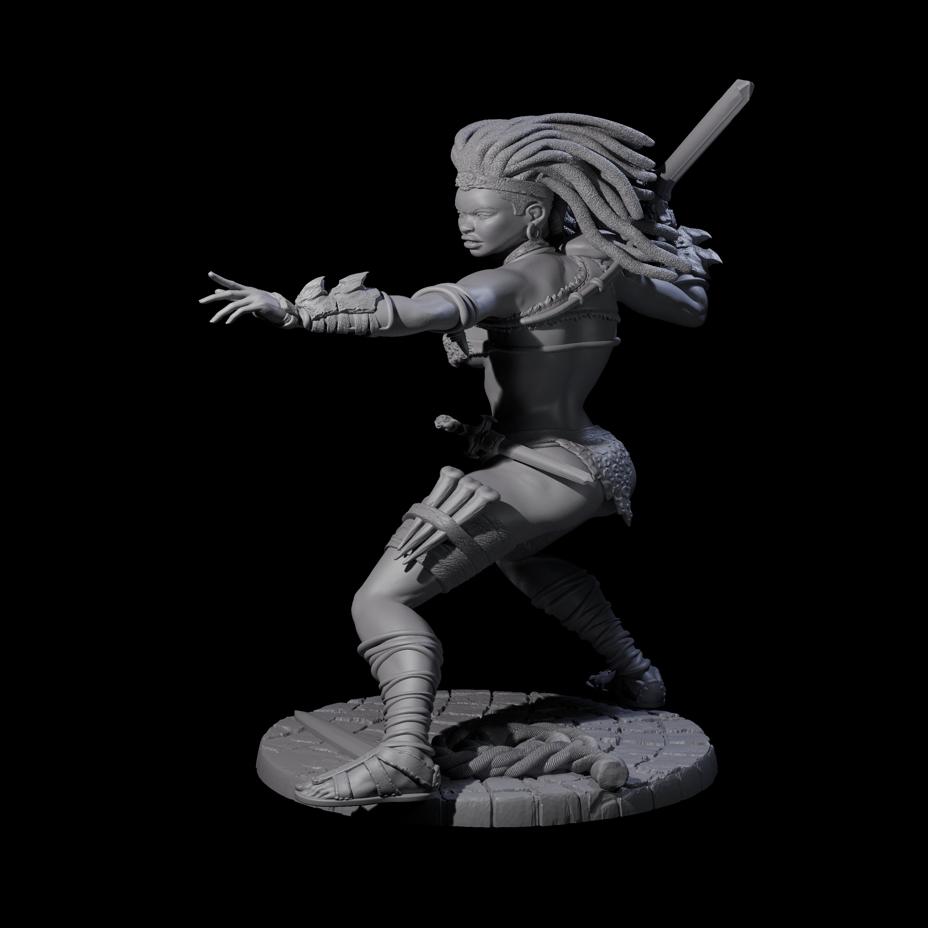 Ashara - Poised Human Barbarian Miniature for Dungeons and Dragons, Pathfinder or other TTRPGs