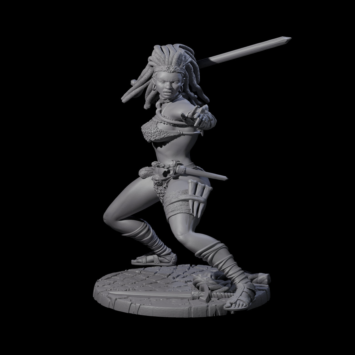 Ashara - Poised Human Barbarian Miniature for Dungeons and Dragons, Pathfinder or other TTRPGs