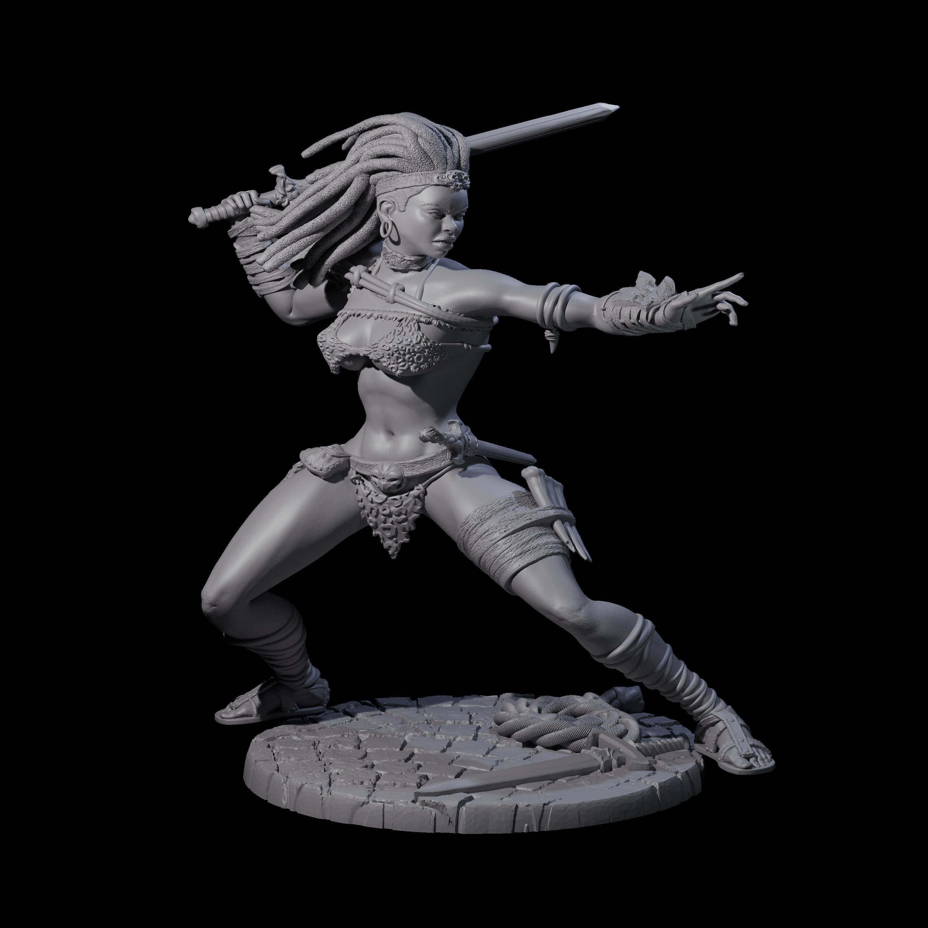 Ashara - Poised Human Barbarian Miniature for Dungeons and Dragons, Pathfinder or other TTRPGs