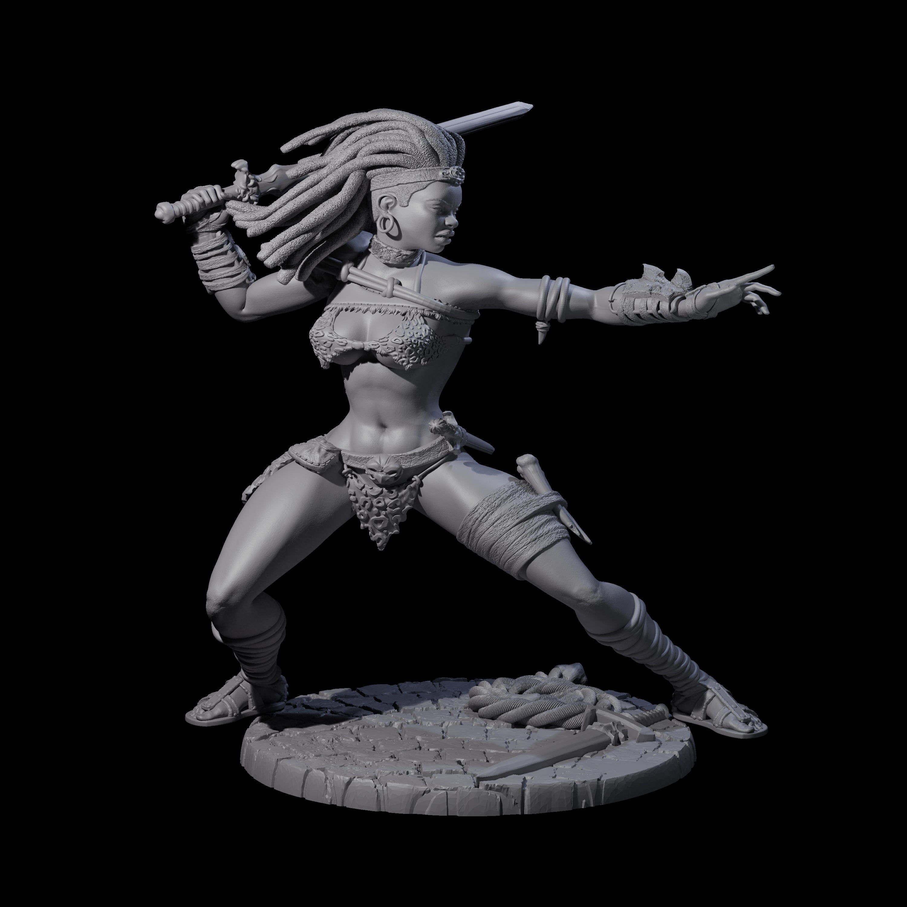 Ashara - Poised Human Barbarian Miniature for Dungeons and Dragons, Pathfinder or other TTRPGs