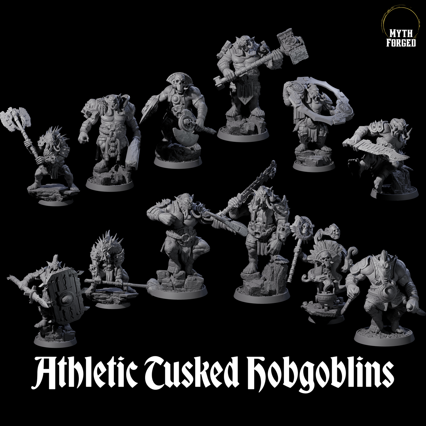 Athletic Tusked Hobgoblins Miniature for Dungeons and Dragons, Pathfinder or other TTRPGs