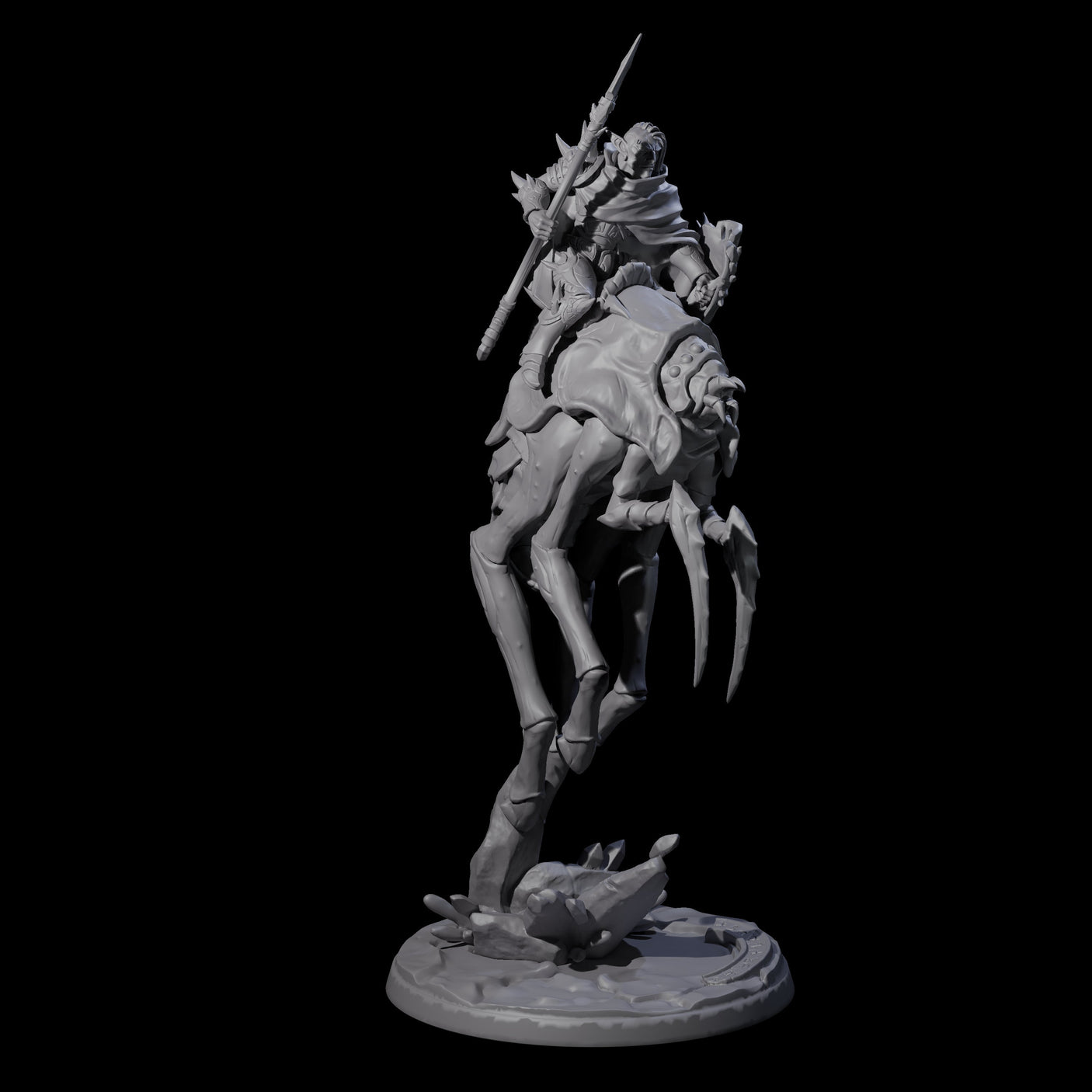 Attacking Drow Warrior on Underdark Ankheg A Miniature for Dungeons and Dragons, Pathfinder or other TTRPGs