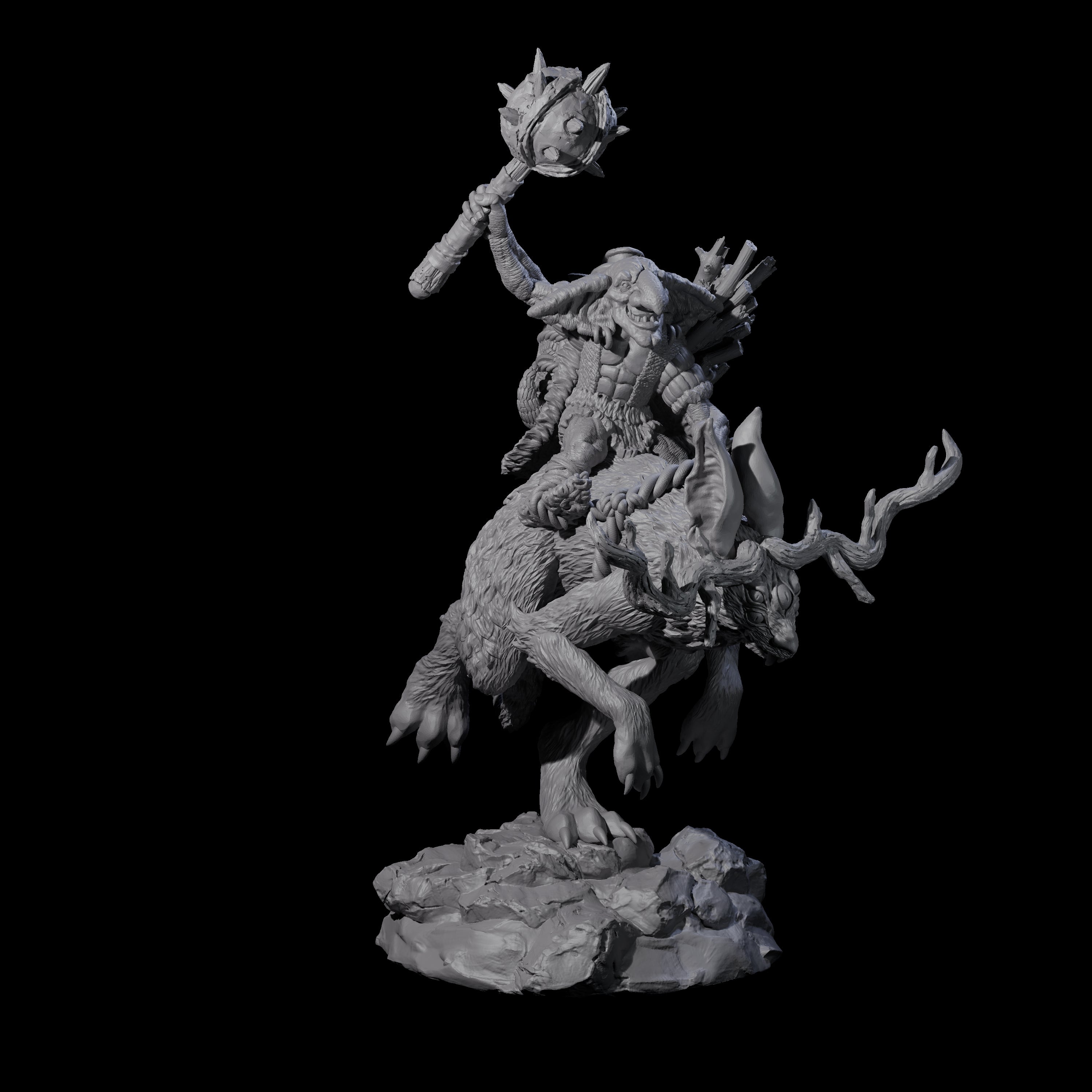 Attacking Goblin on Jackalope A Miniature for Dungeons and Dragons, Pathfinder or other TTRPGs