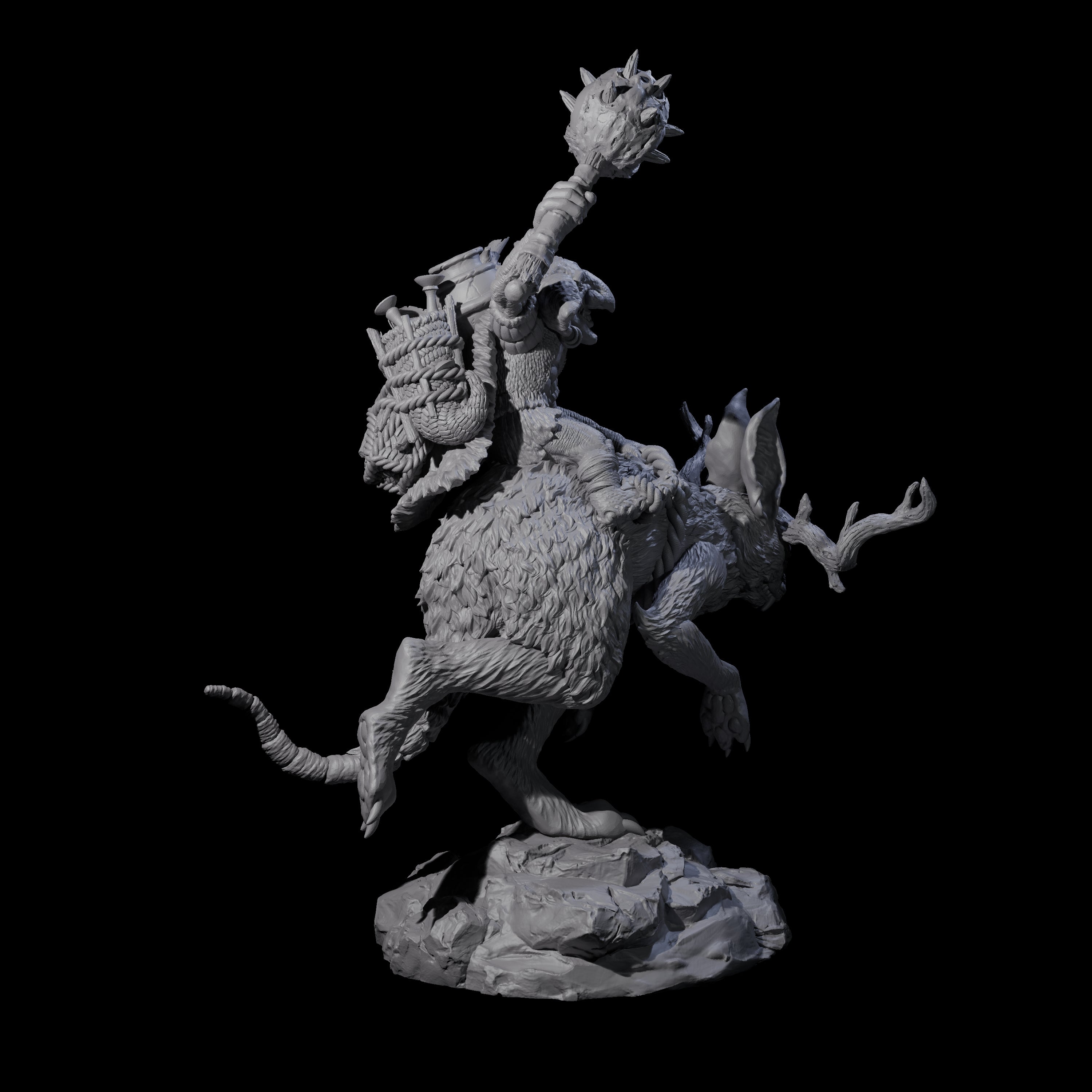 Attacking Goblin on Jackalope A Miniature for Dungeons and Dragons, Pathfinder or other TTRPGs