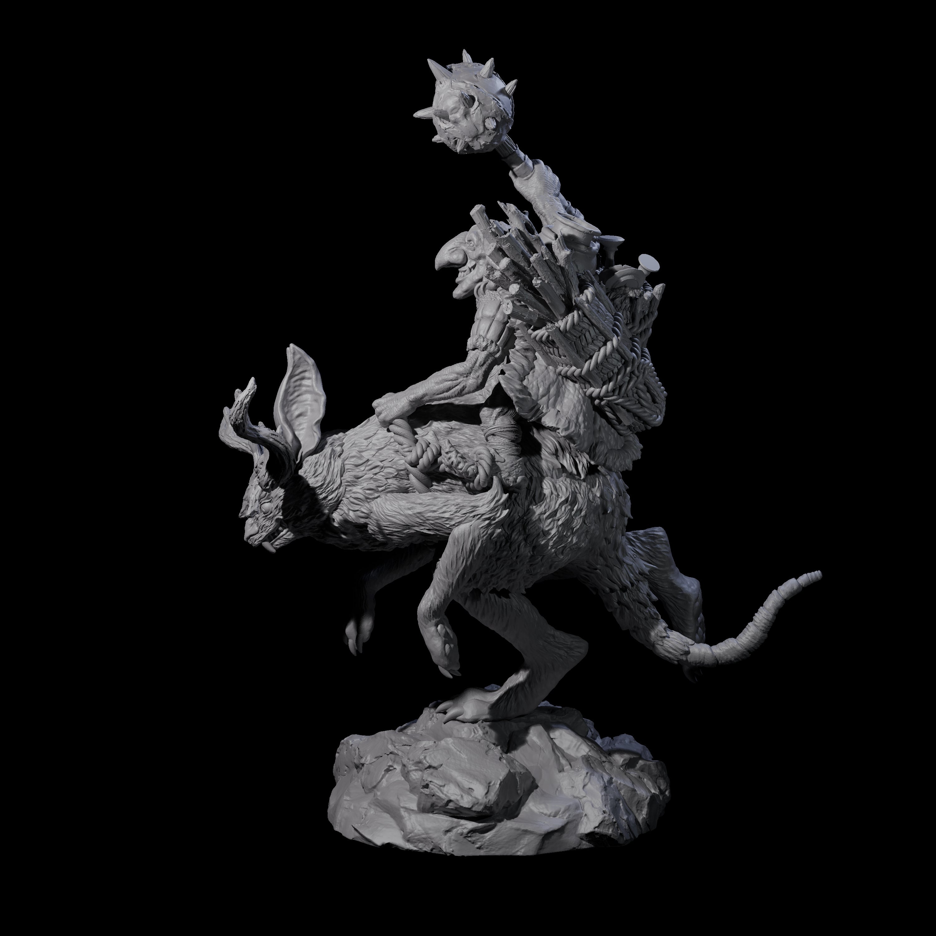 Attacking Goblin on Jackalope A Miniature for Dungeons and Dragons, Pathfinder or other TTRPGs