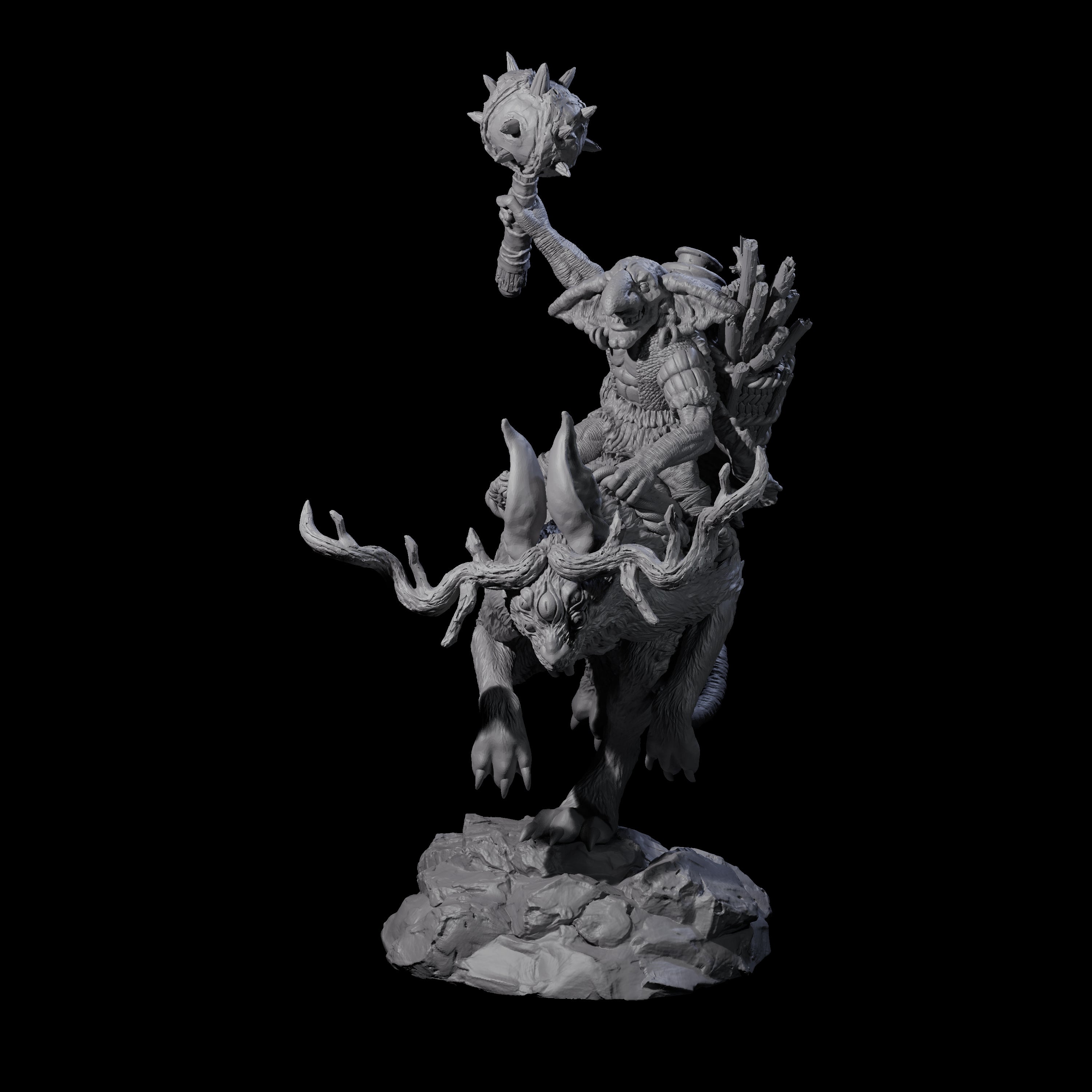 Attacking Goblin on Jackalope A Miniature for Dungeons and Dragons, Pathfinder or other TTRPGs