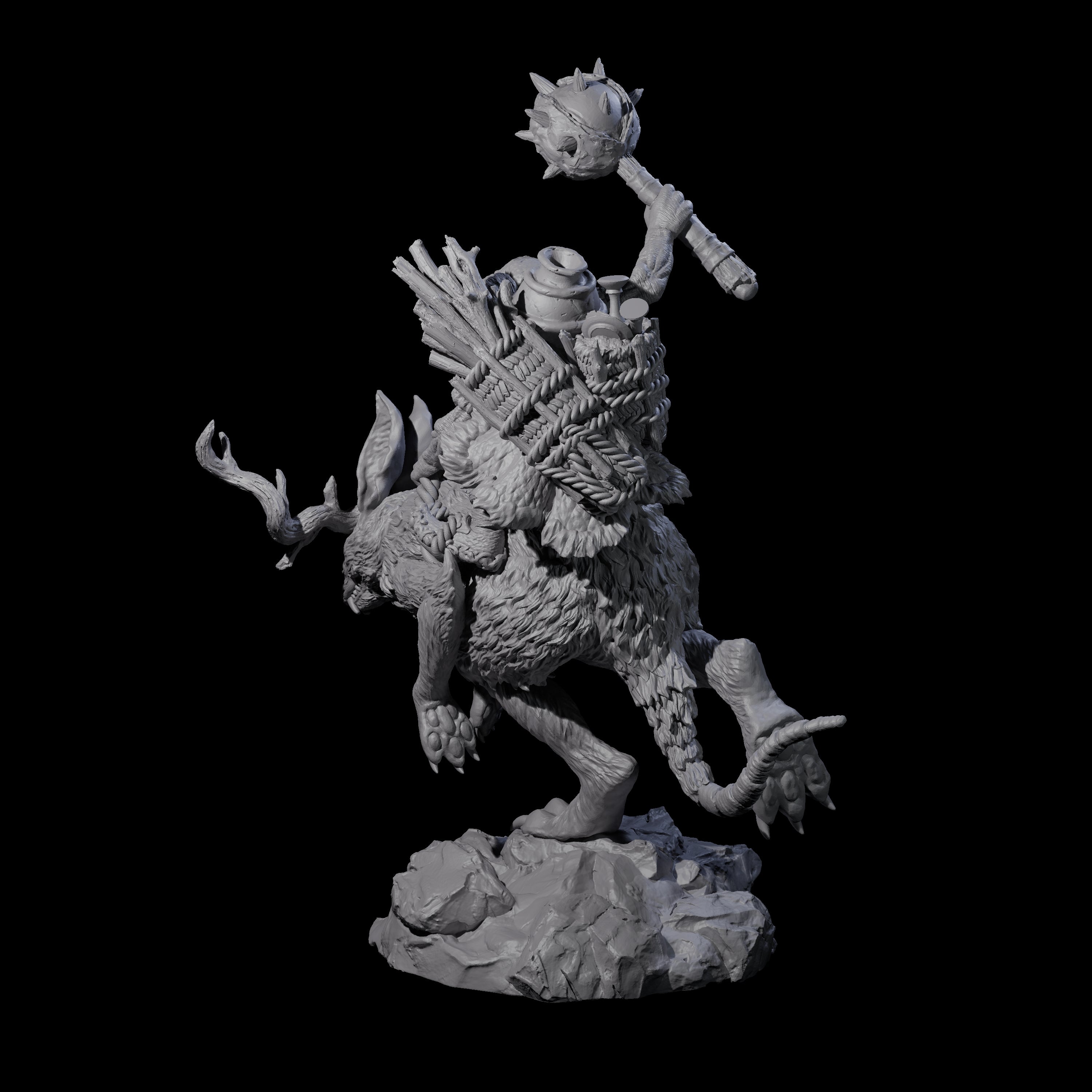 Attacking Goblin on Jackalope A Miniature for Dungeons and Dragons, Pathfinder or other TTRPGs