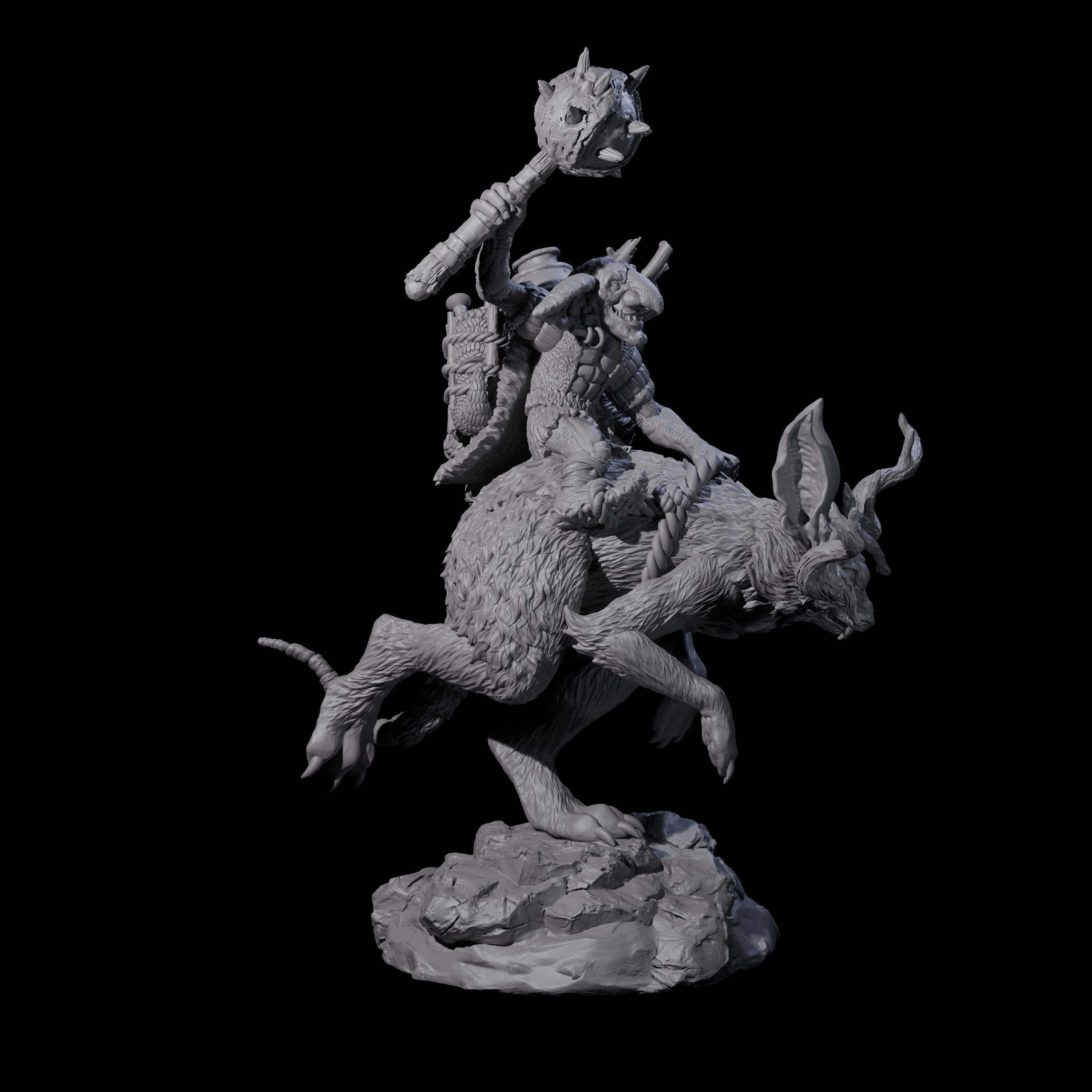 Attacking Goblin on Jackalope A Miniature for Dungeons and Dragons, Pathfinder or other TTRPGs