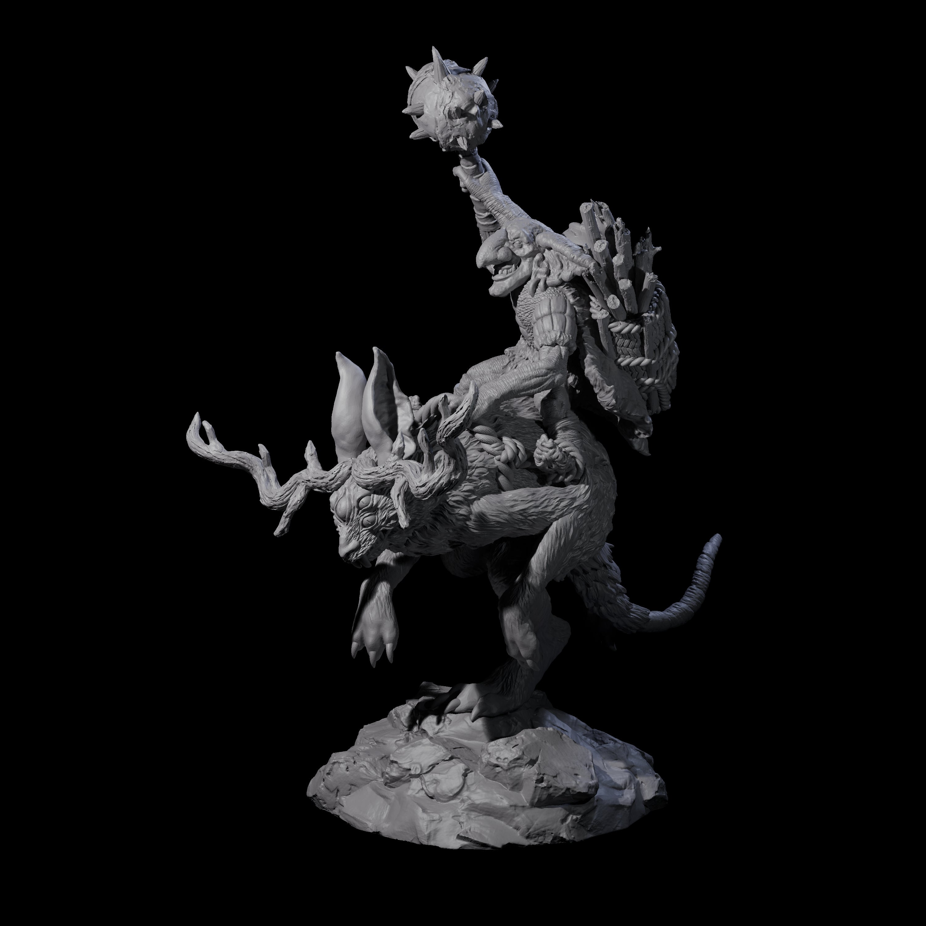Attacking Goblin on Jackalope A Miniature for Dungeons and Dragons, Pathfinder or other TTRPGs