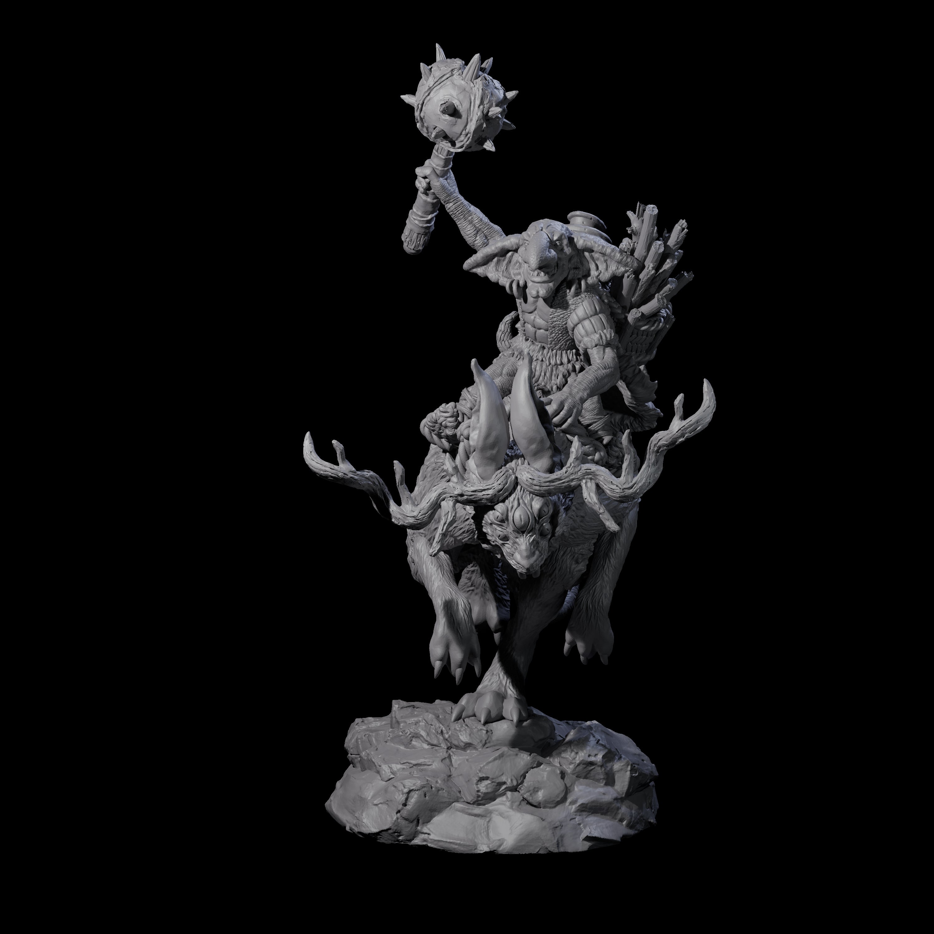 Attacking Goblin on Jackalope A Miniature for Dungeons and Dragons, Pathfinder or other TTRPGs