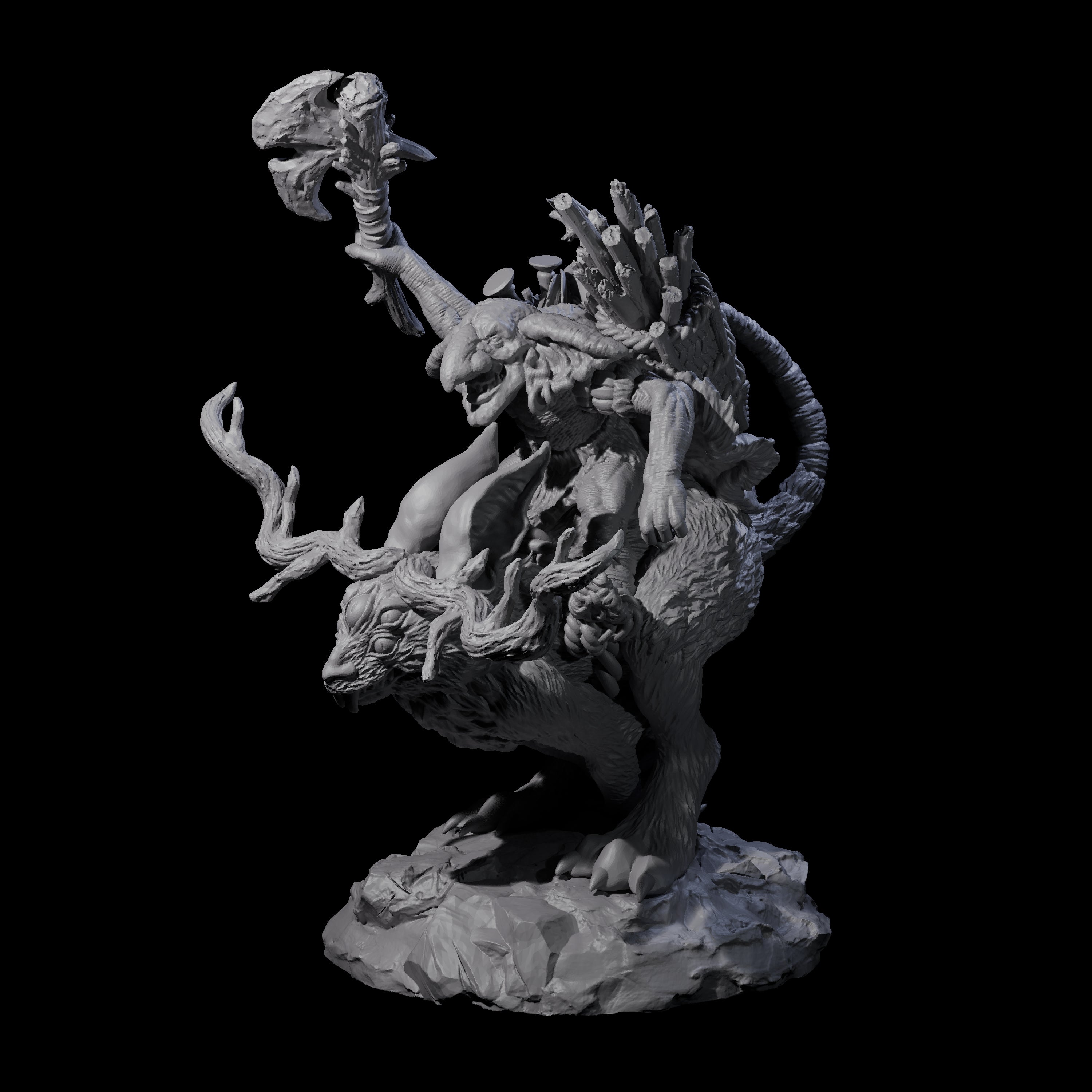 Attacking Goblin on Jackalope B Miniature for Dungeons and Dragons, Pathfinder or other TTRPGs