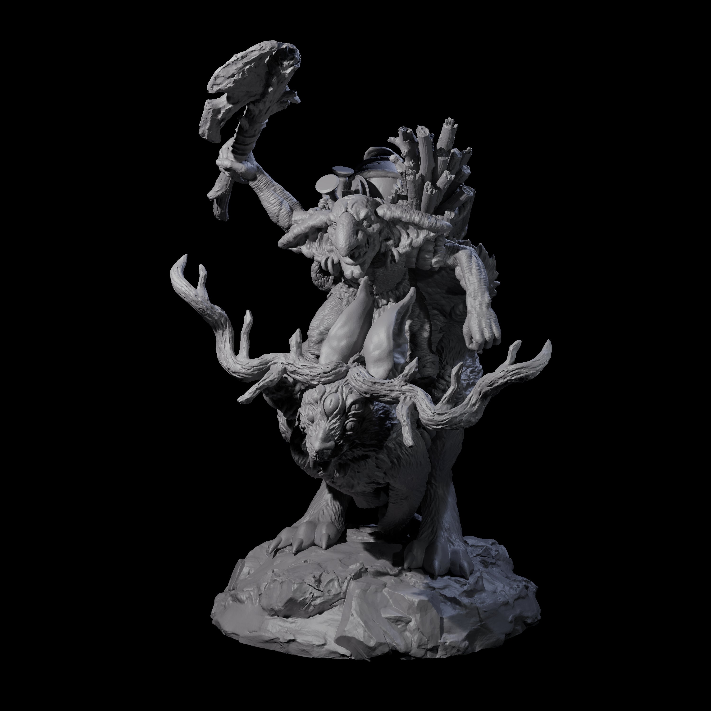 Attacking Goblin on Jackalope B Miniature for Dungeons and Dragons, Pathfinder or other TTRPGs
