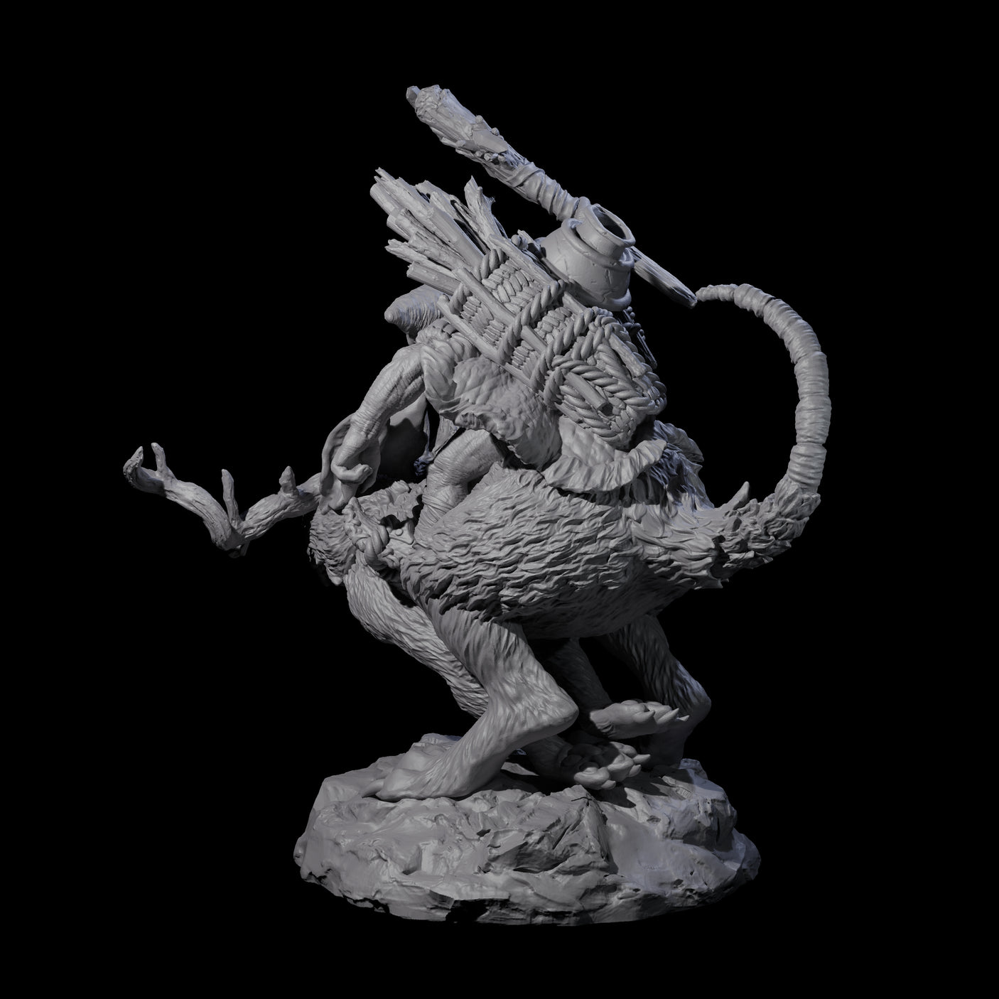 Attacking Goblin on Jackalope B Miniature for Dungeons and Dragons, Pathfinder or other TTRPGs