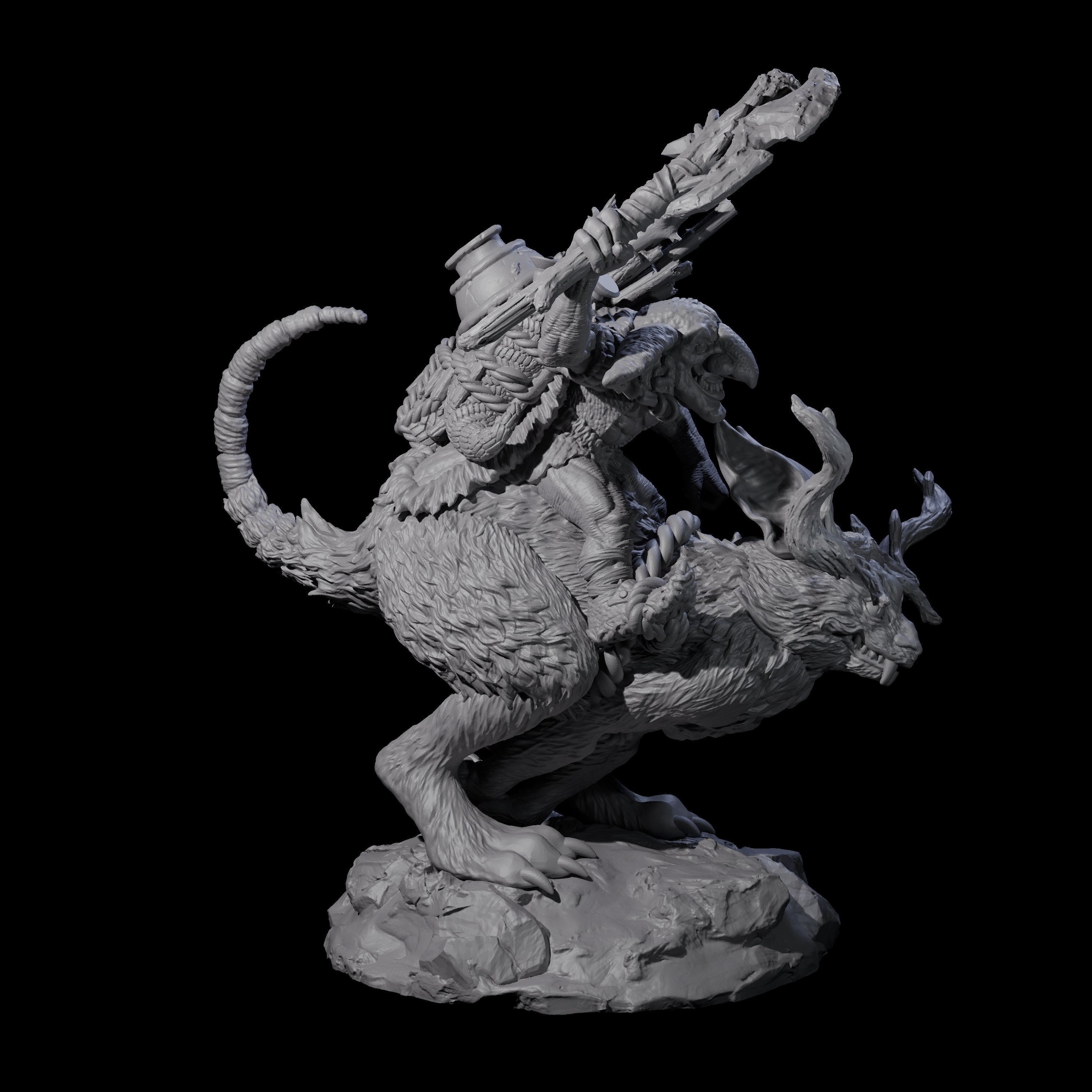 Attacking Goblin on Jackalope B Miniature for Dungeons and Dragons, Pathfinder or other TTRPGs