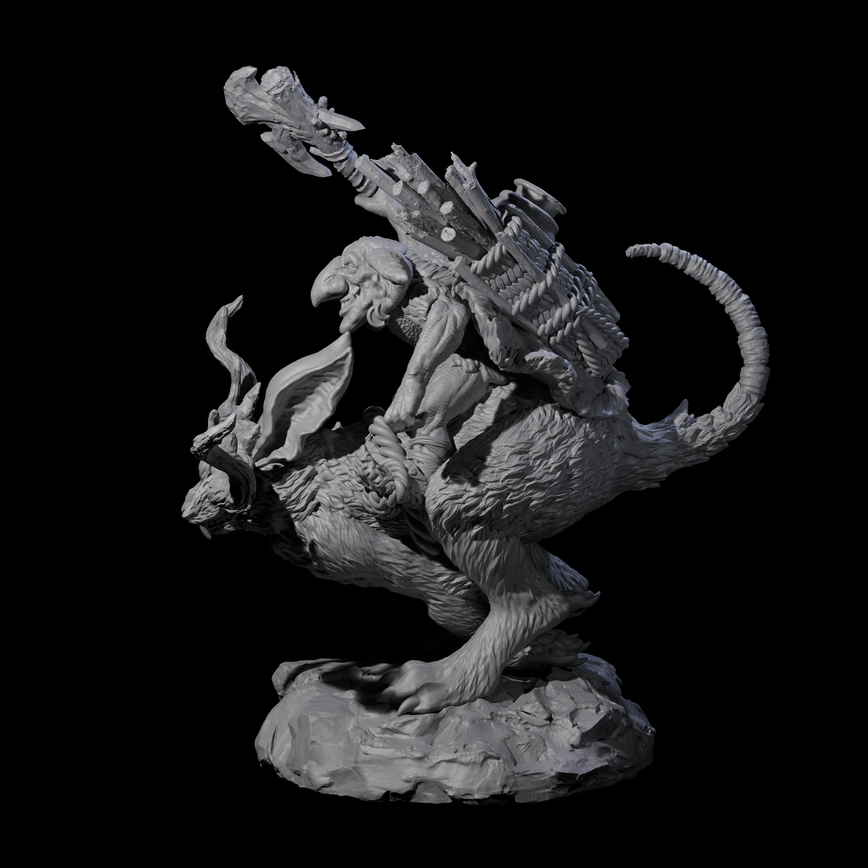 Attacking Goblin on Jackalope B Miniature for Dungeons and Dragons, Pathfinder or other TTRPGs