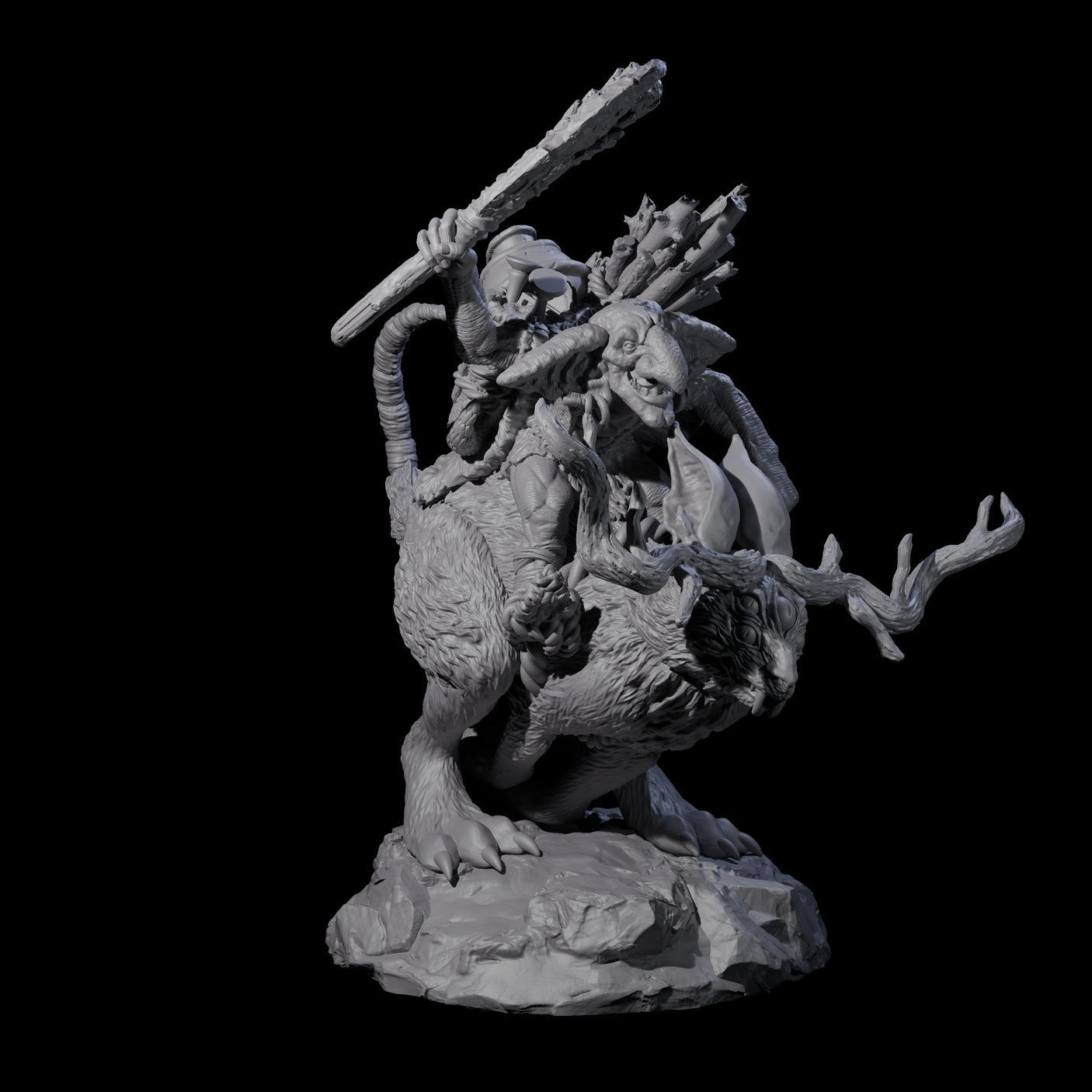 Attacking Goblin on Jackalope B Miniature for Dungeons and Dragons, Pathfinder or other TTRPGs