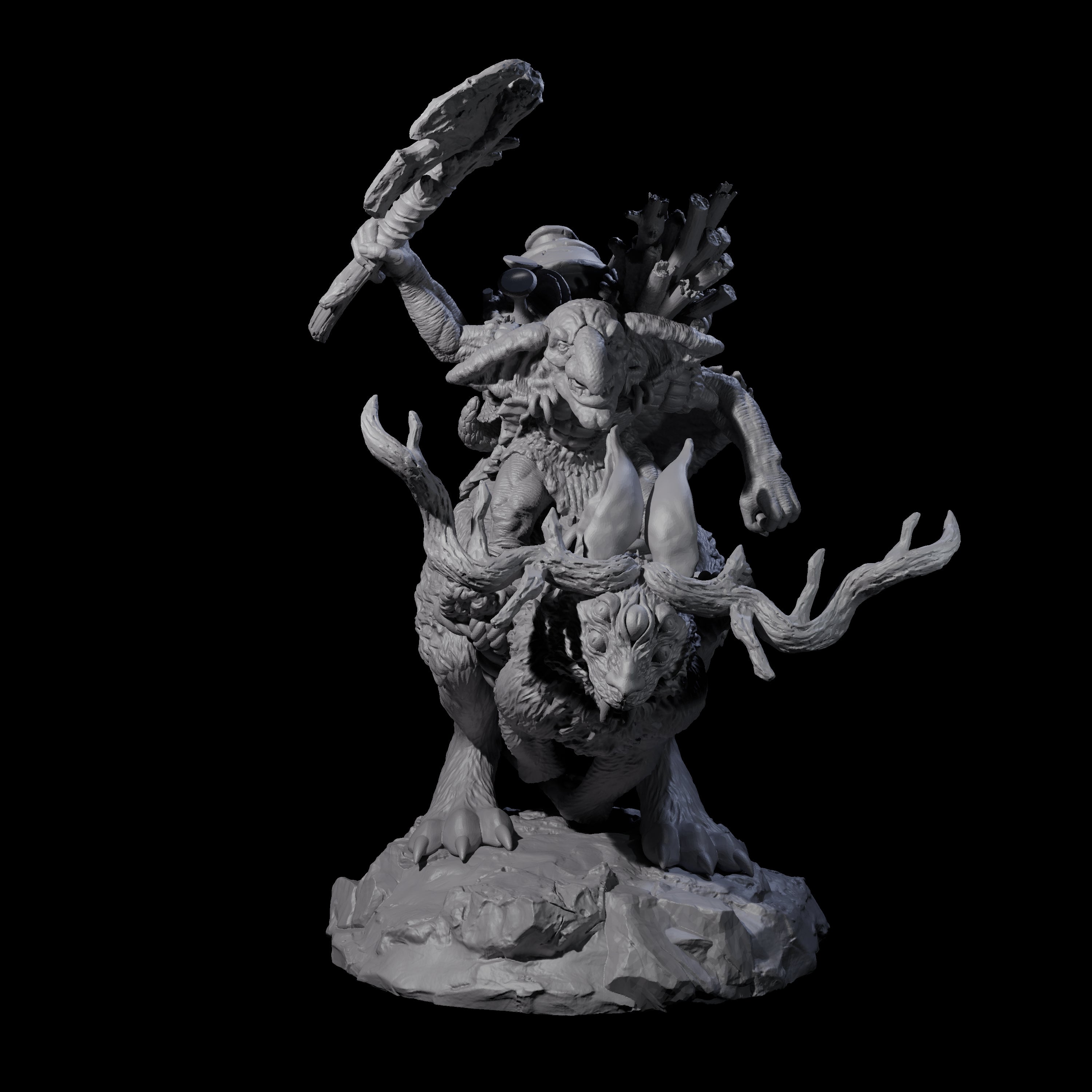 Attacking Goblin on Jackalope B Miniature for Dungeons and Dragons, Pathfinder or other TTRPGs