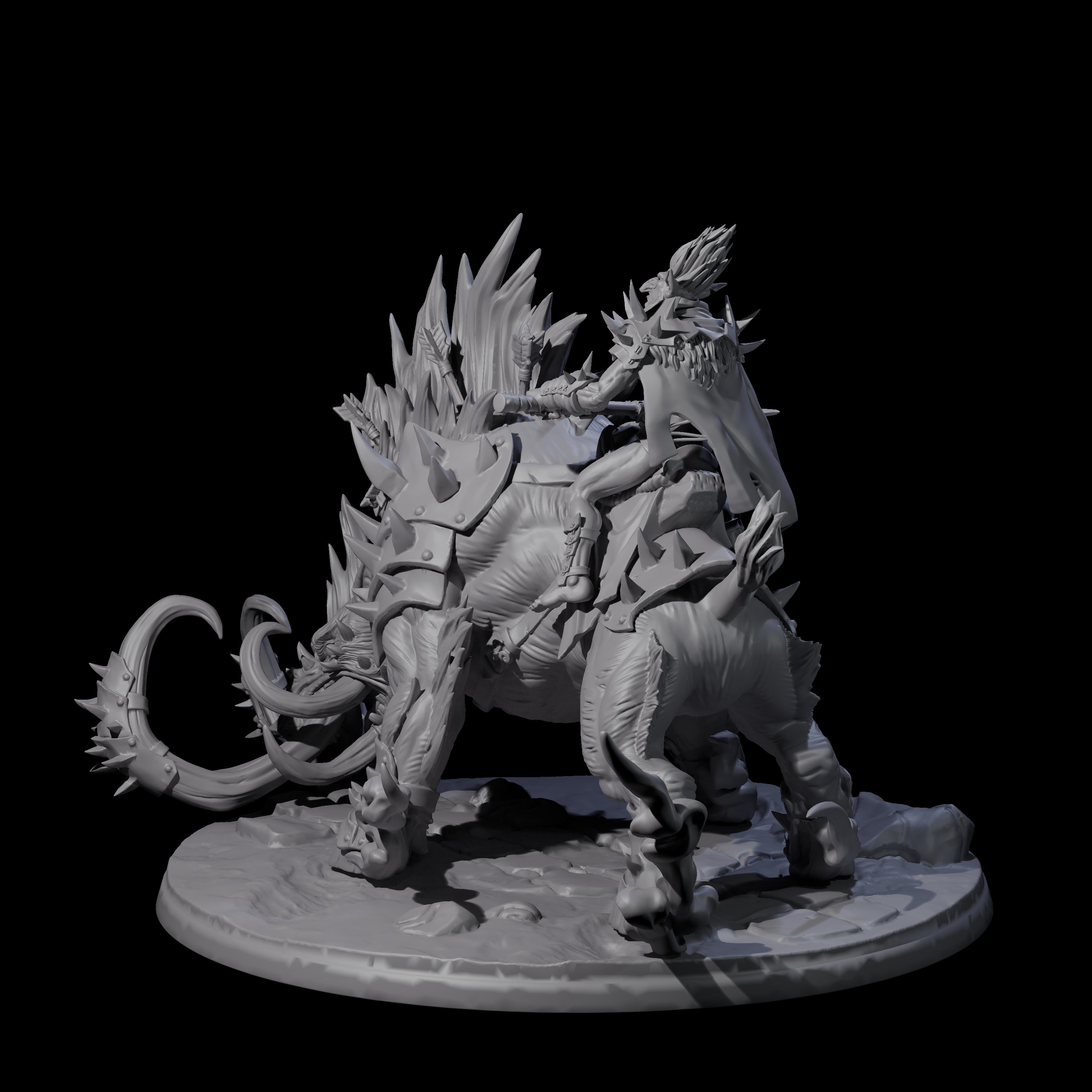 Attacking Hobgoblin Champion on Giant Hog Miniature for Dungeons and Dragons, Pathfinder or other TTRPGs