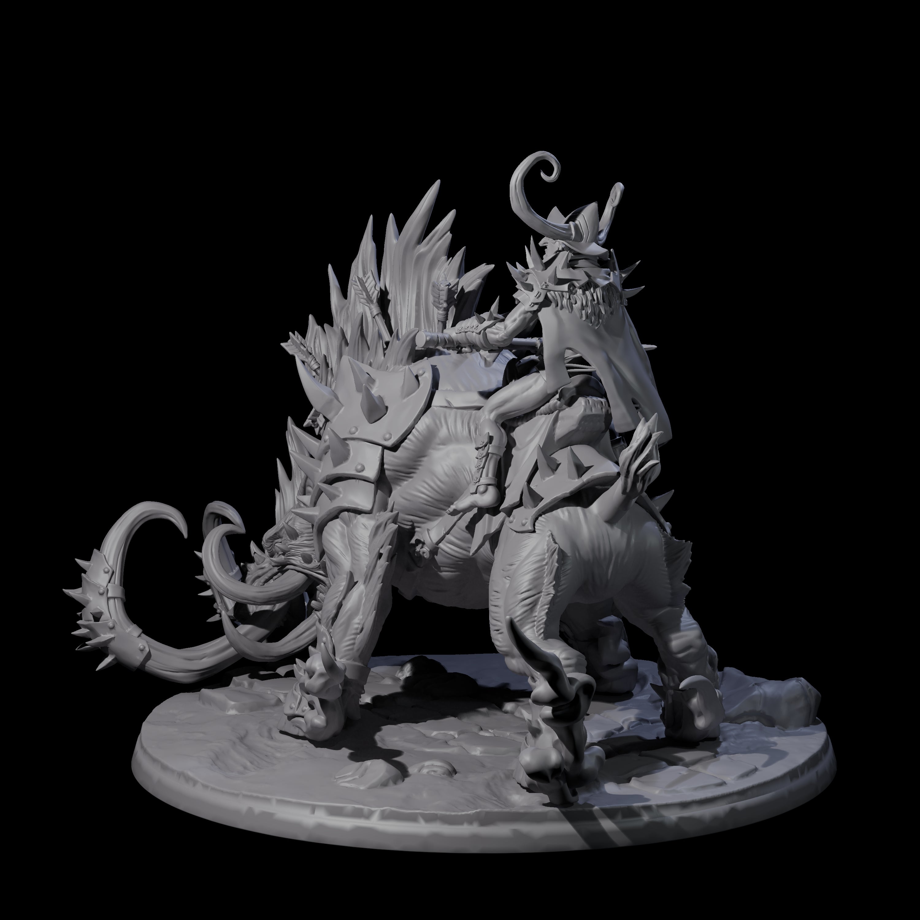 Attacking Hobgoblin Champion on Giant Hog Miniature for Dungeons and Dragons, Pathfinder or other TTRPGs