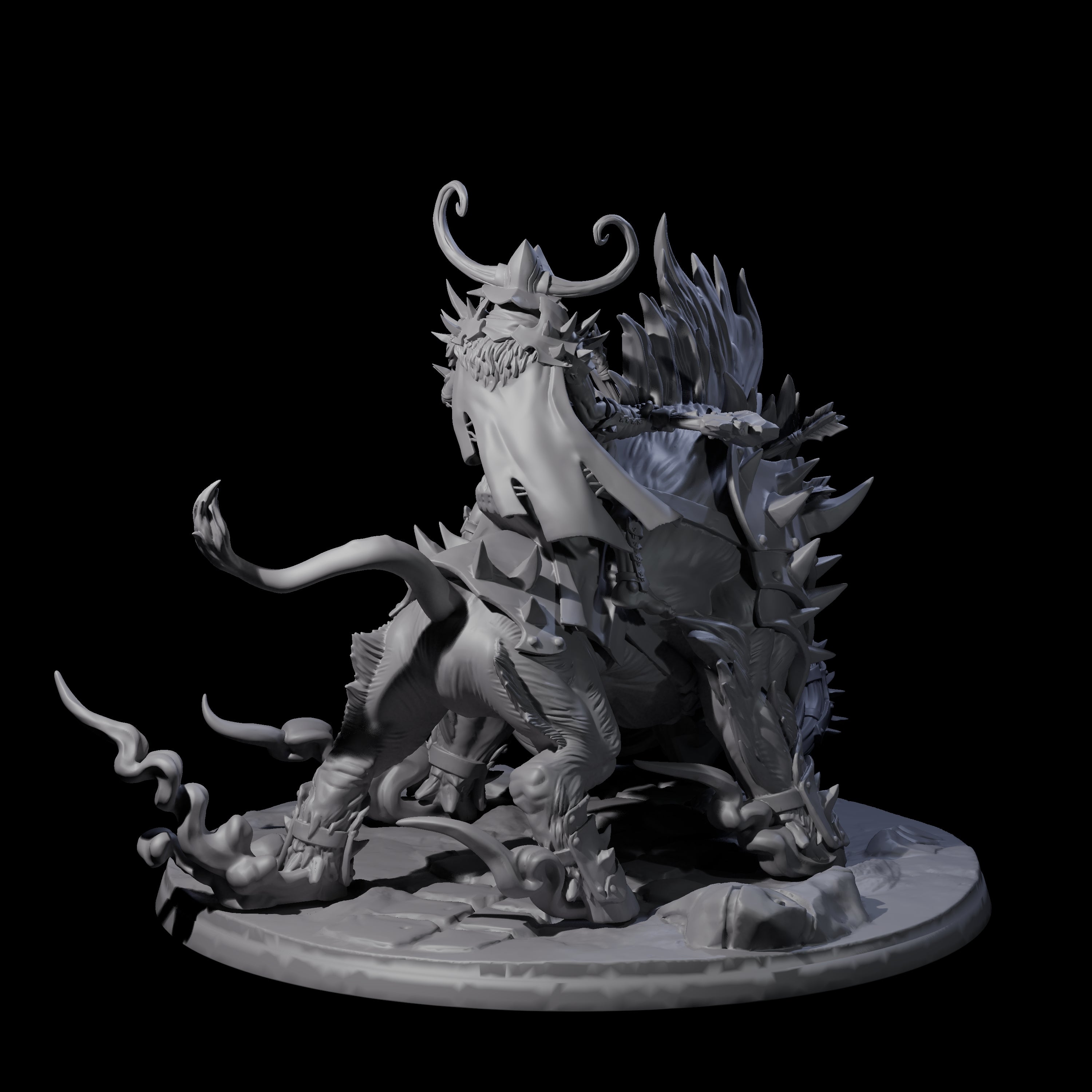 Attacking Hobgoblin Champion on Giant Hog Miniature for Dungeons and Dragons, Pathfinder or other TTRPGs