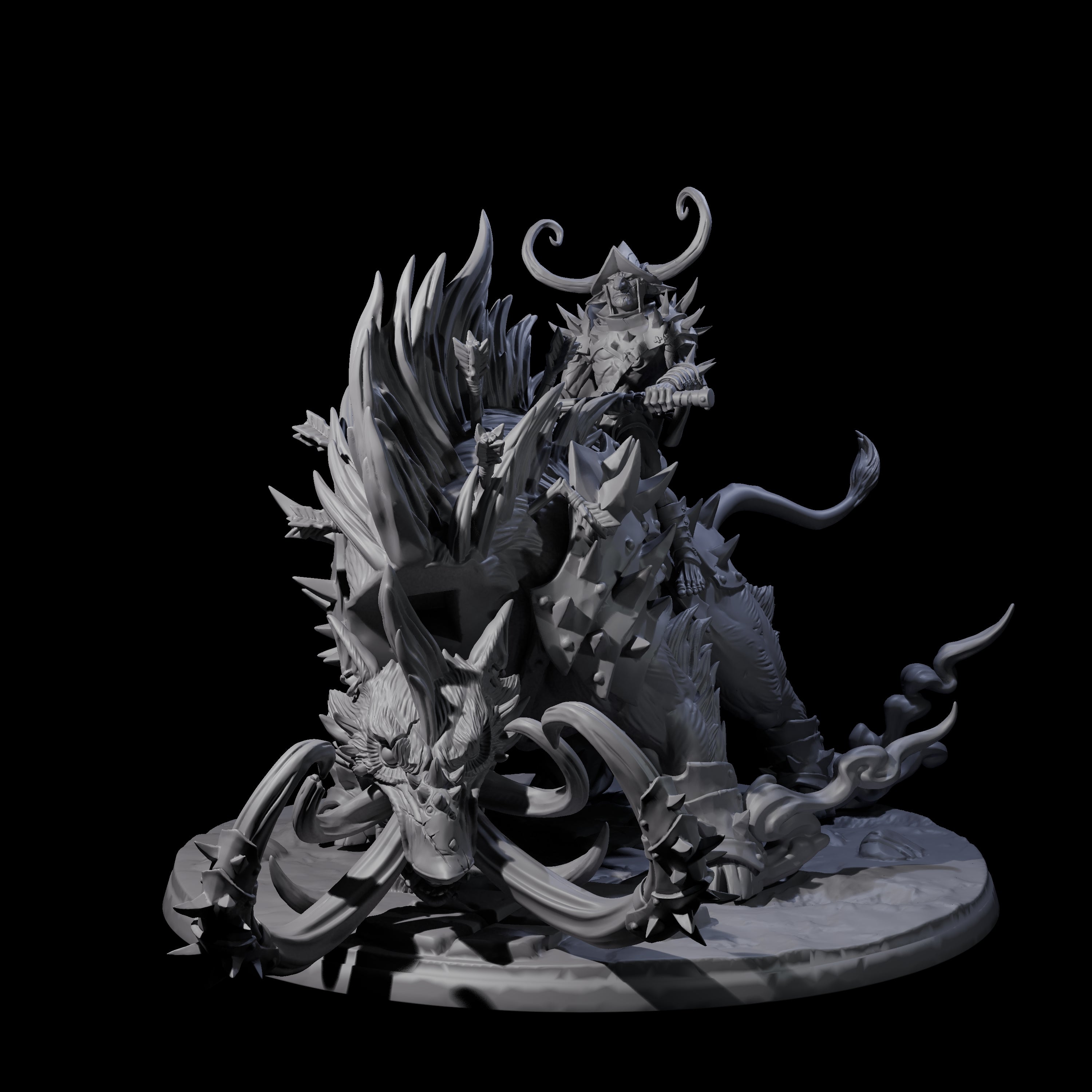 Attacking Hobgoblin Champion on Giant Hog Miniature for Dungeons and Dragons, Pathfinder or other TTRPGs