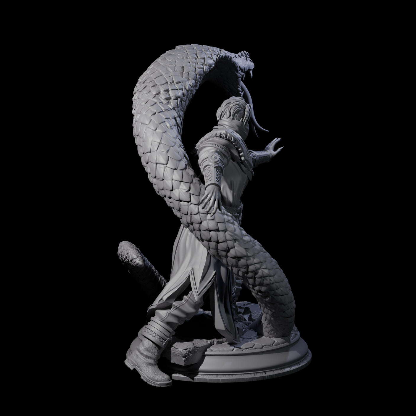 Attacking Snake Charmer Miniature for Dungeons and Dragons, Pathfinder or other TTRPGs