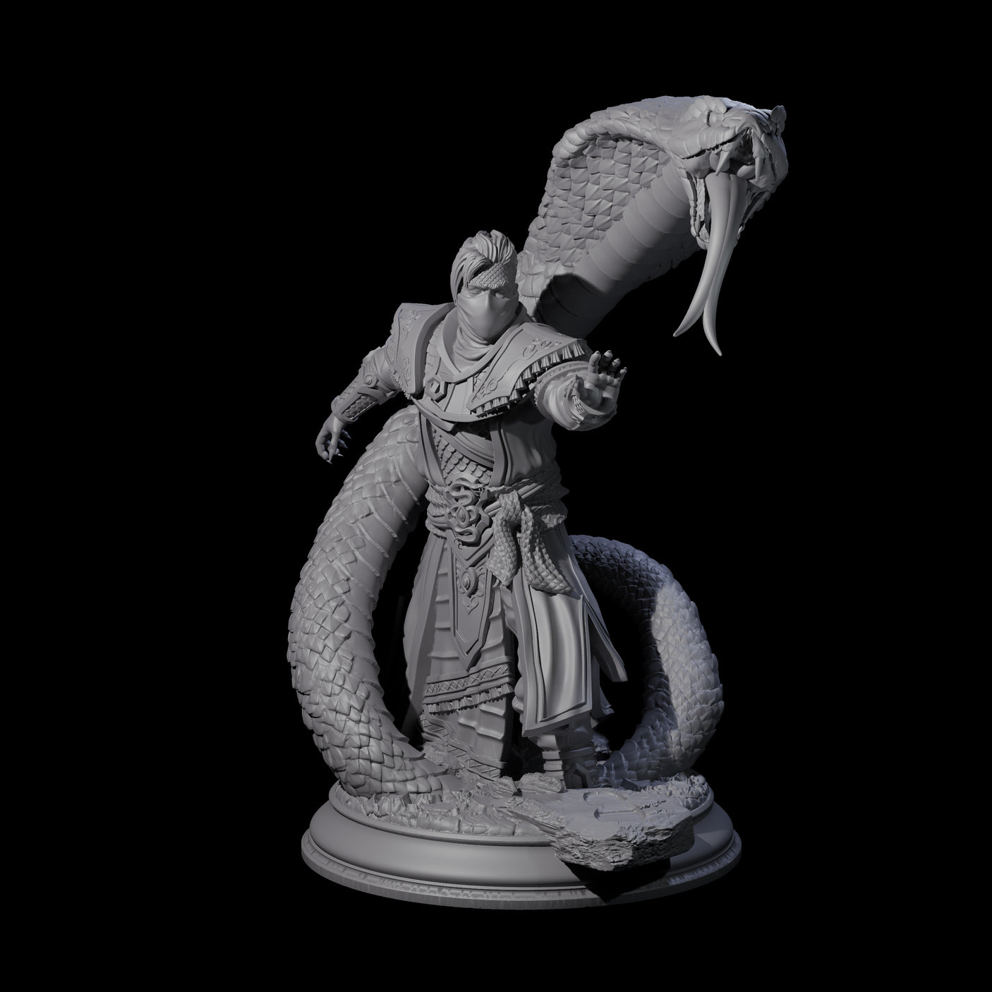 Attacking Snake Charmer Miniature for Dungeons and Dragons, Pathfinder or other TTRPGs