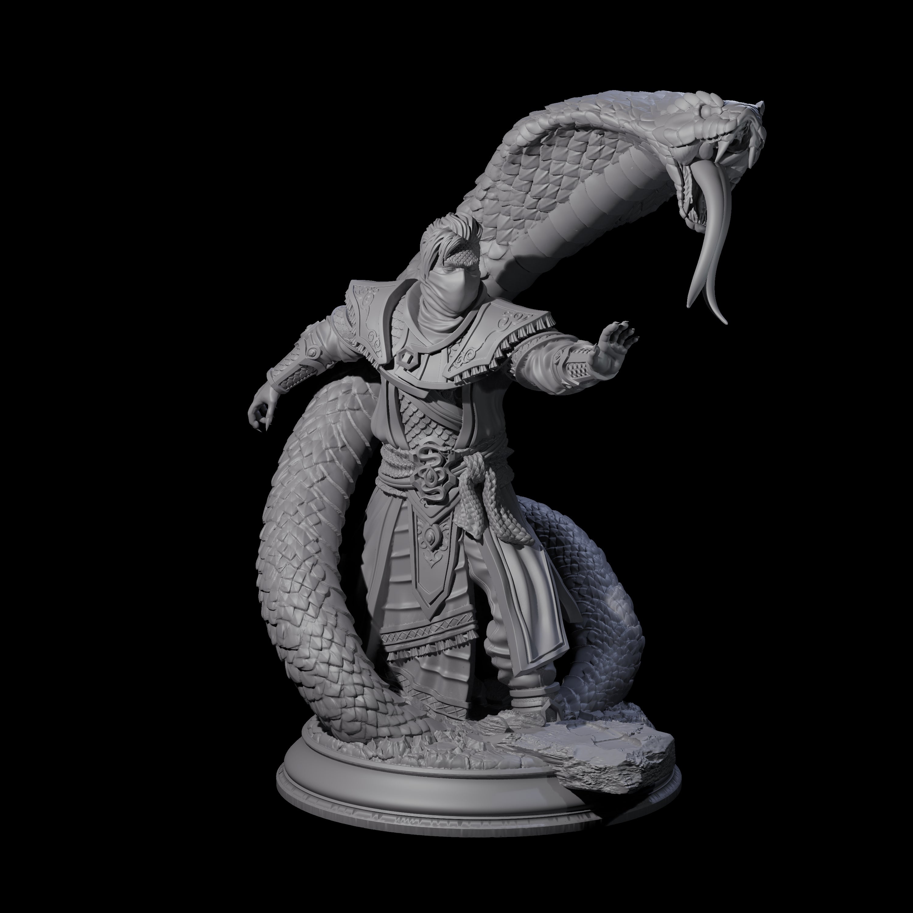 Attacking Snake Charmer Miniature for Dungeons and Dragons, Pathfinder or other TTRPGs