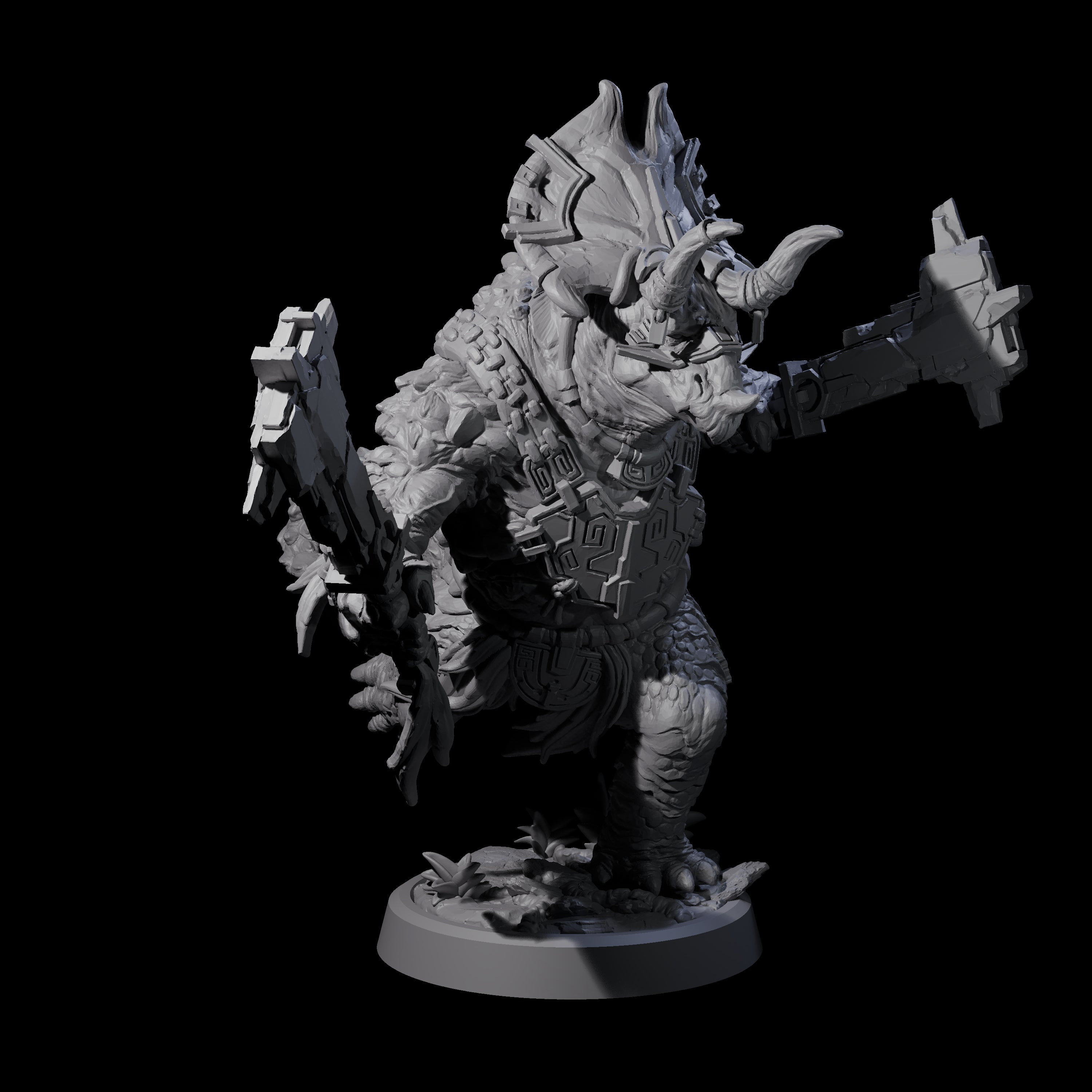 Attacking Triceratops Warrior A Miniature for Dungeons and Dragons, Pathfinder or other TTRPGs